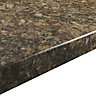 38mm Gloss Brown Stone effect Chipboard & laminate Post-formed Kitchen Breakfast bar, (L)2000mm