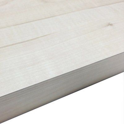 38mm Maple crème White Wood effect Laminate Square edge Kitchen Worktop, (L)3000mm