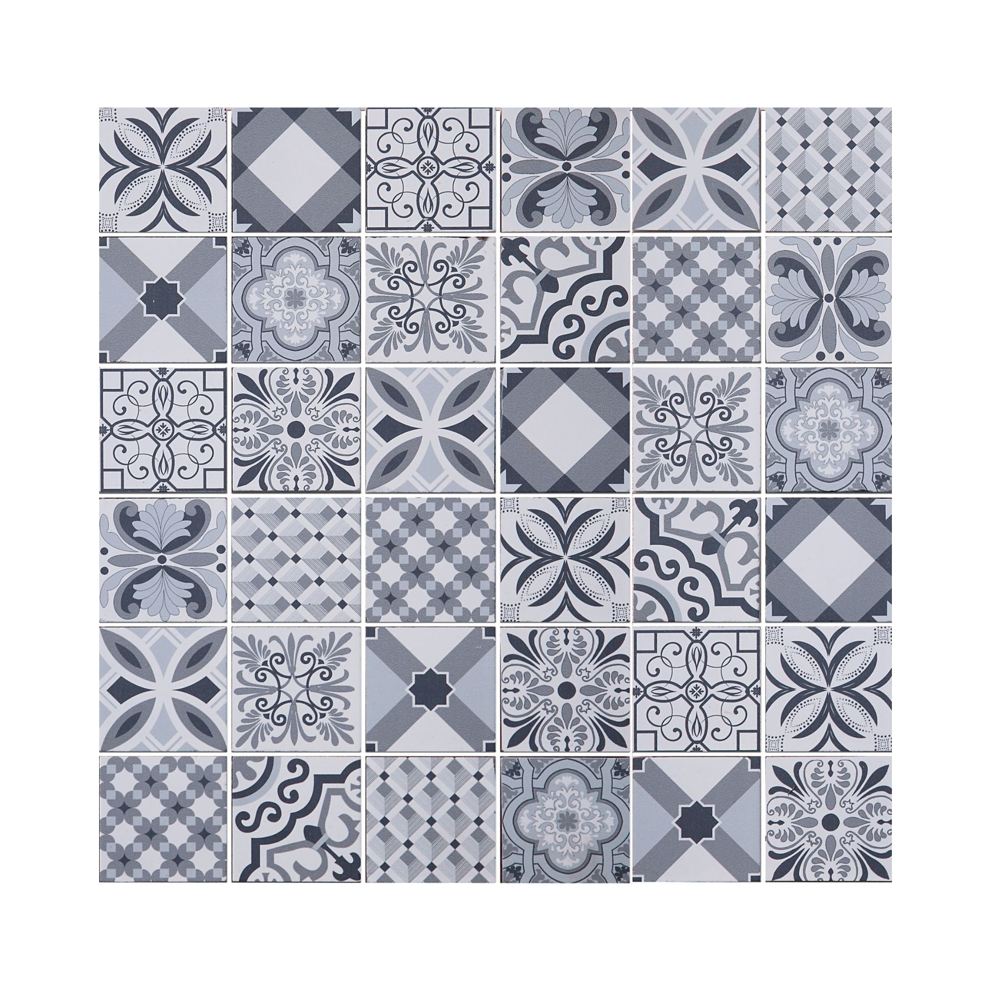 3D spiro Black & white Matt Patterned Marble Mosaic tile, (L)300mm (W)300mm