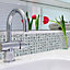 3D spiro Grey & white Glass 3x3 Mosaic tile sheet, (L)300mm (W)300mm