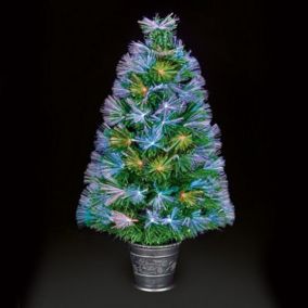 3ft Colour changing potted Pre-lit Fibre optic christmas tree