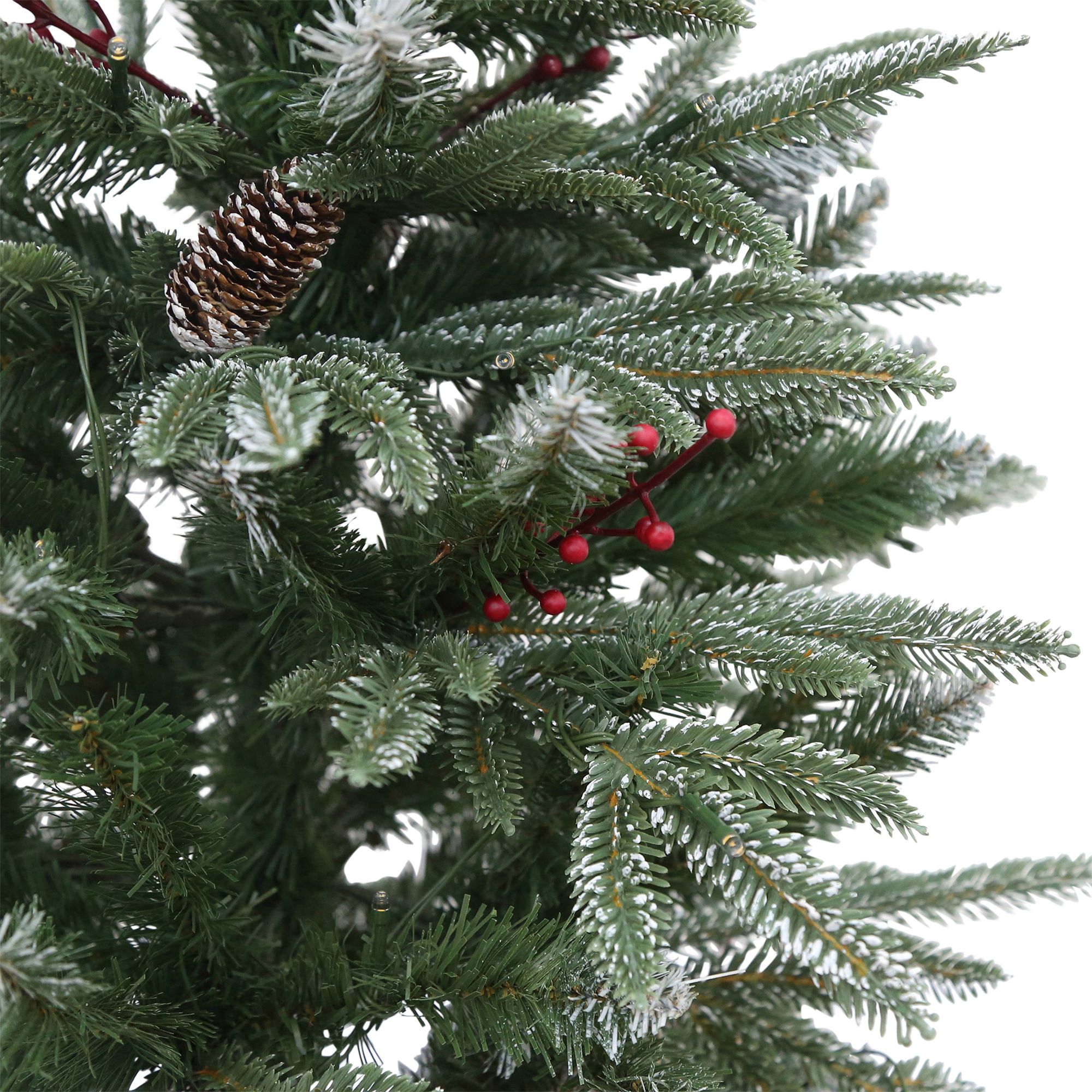 3ft Slim Blitzen Warm white LED Potted Pre-lit Frosted effect Artificial Christmas tree - Green