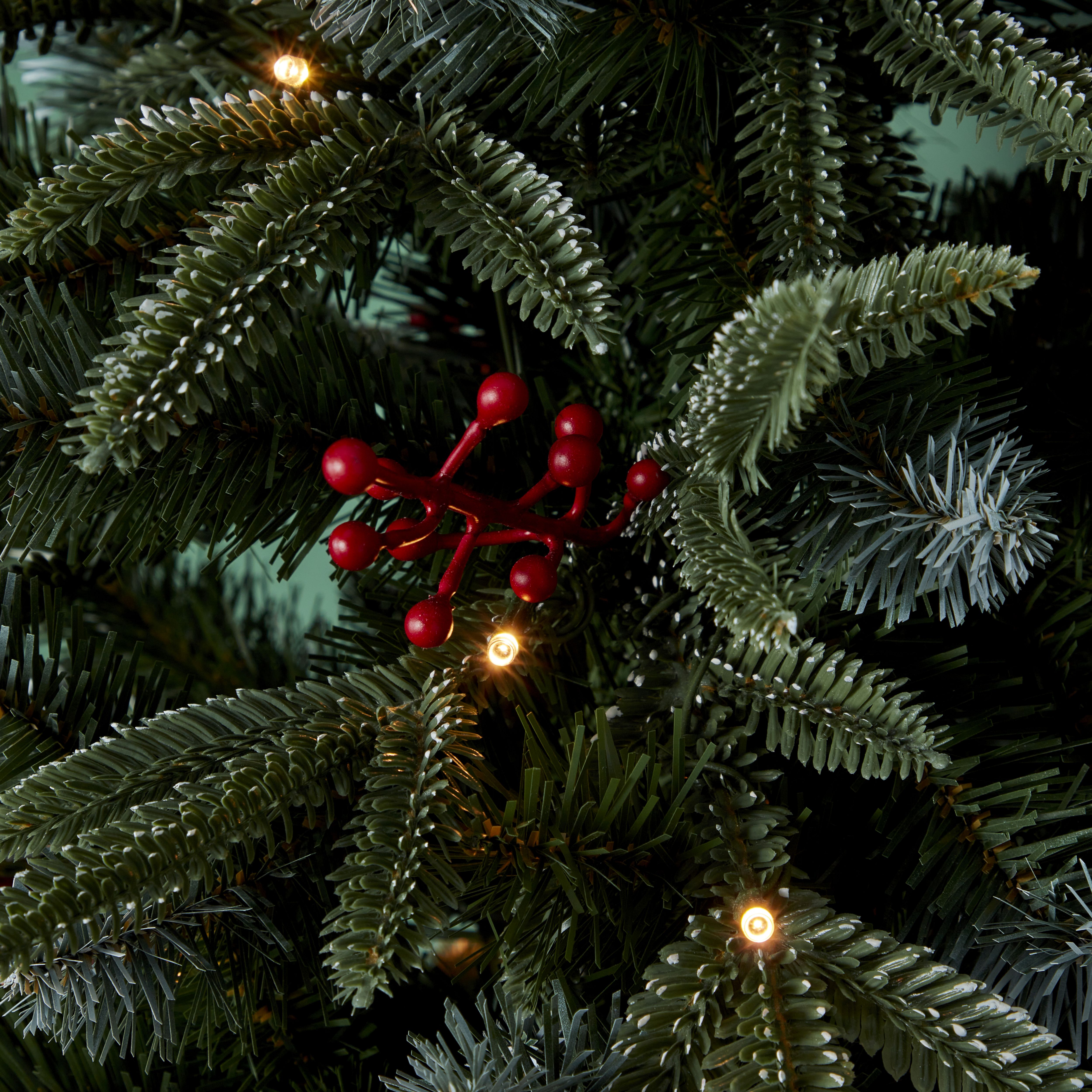 3ft Slim Blitzen Warm white LED Potted Pre-lit Frosted effect Artificial Christmas tree - Green