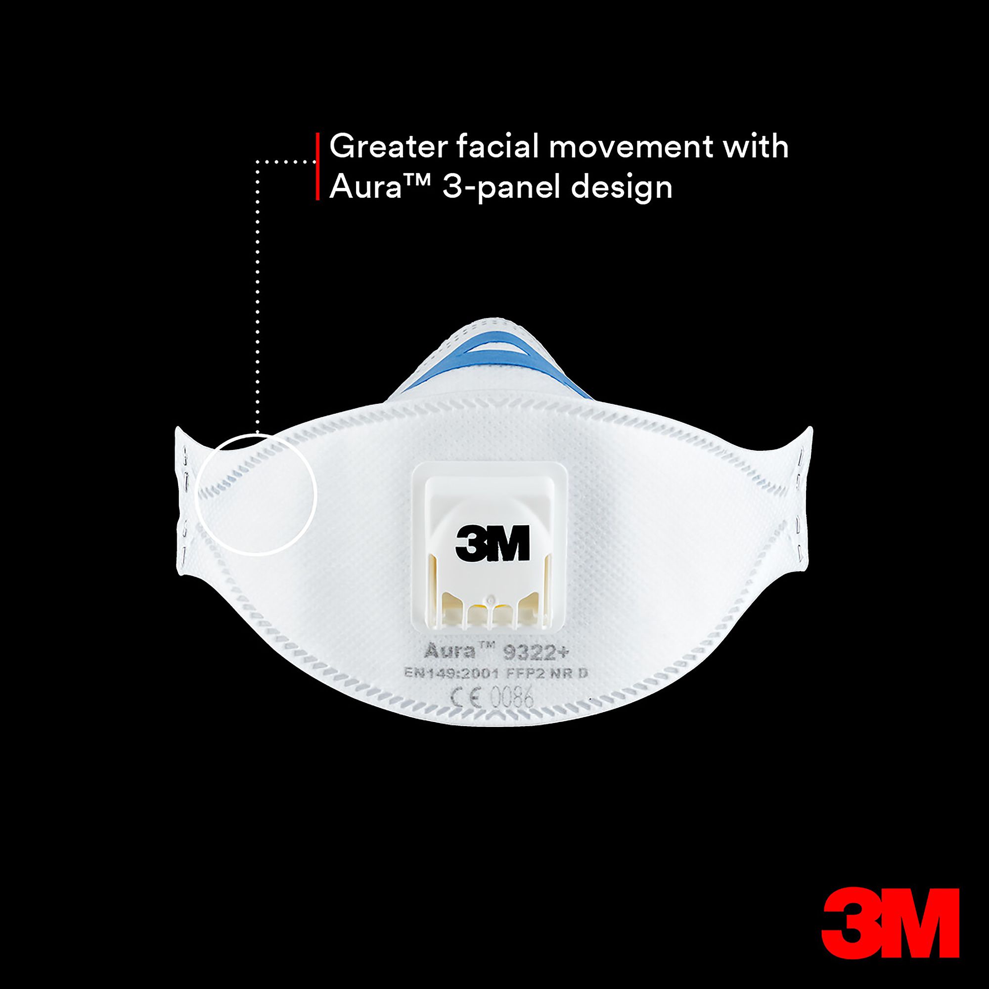 3M Aura P2 Valved Disposable dust mask 9322+, Pack of 2