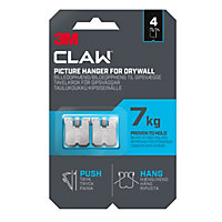 3M Claw Drywall Picture hanger (H)23mm (W)23mm, Pack of 4