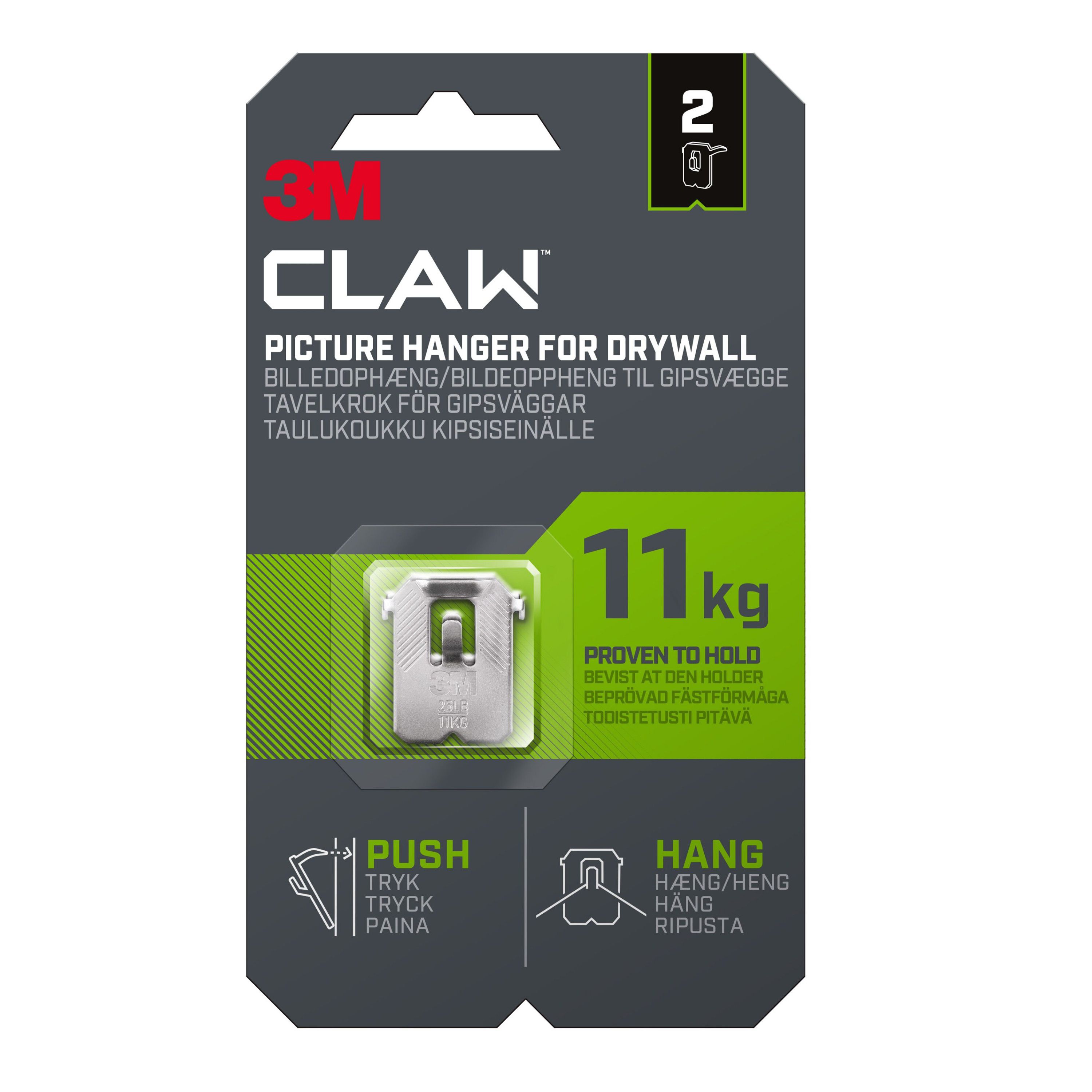 3M Claw Drywall Picture hanger (H)31.5mm (W)27mm, Pack of 2