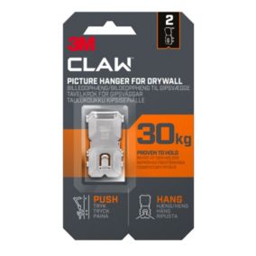 3M Claw Drywall Picture hanger (H)51mm (W)31mm, Pack of 2
