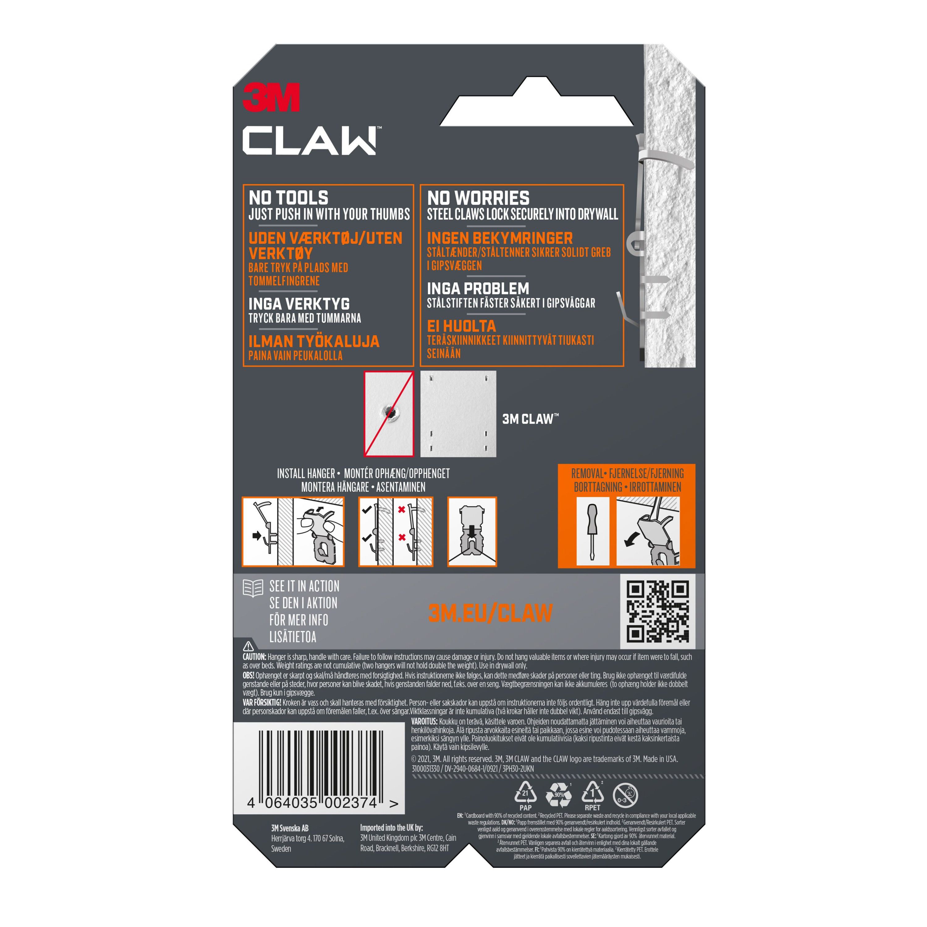 3M Claw Drywall Picture hanger (H)51mm (W)31mm - 4