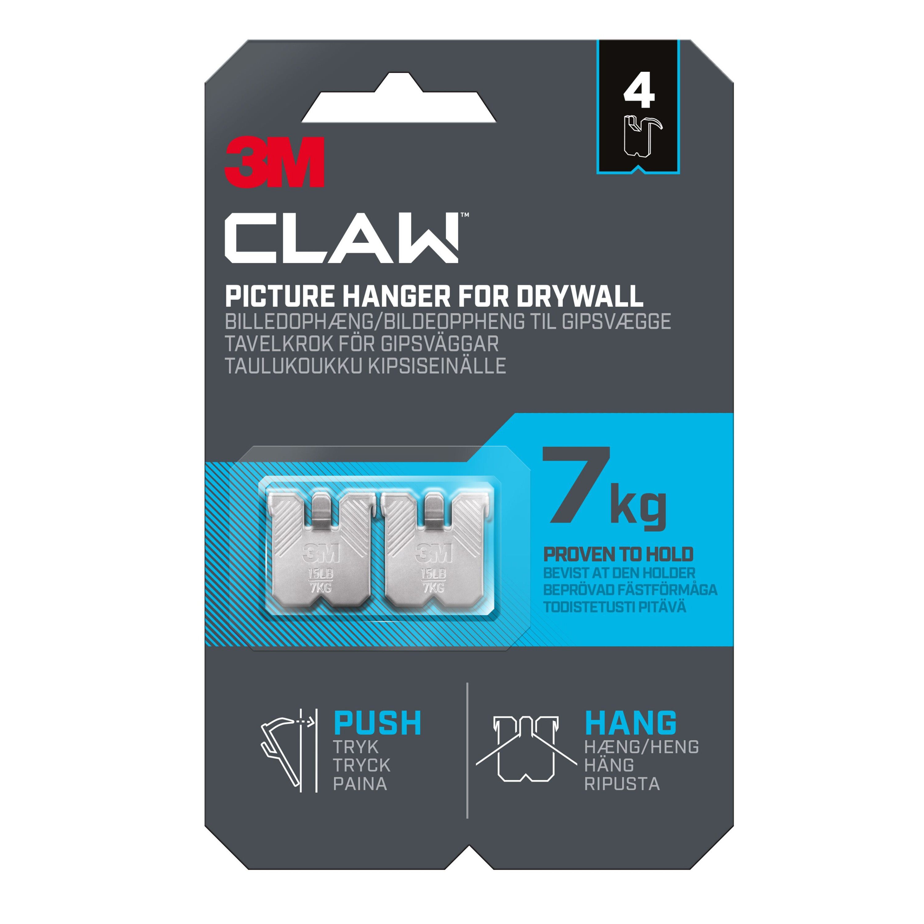3M Claw Picture hanger (H)23mm (W)23mm, Pack of 4