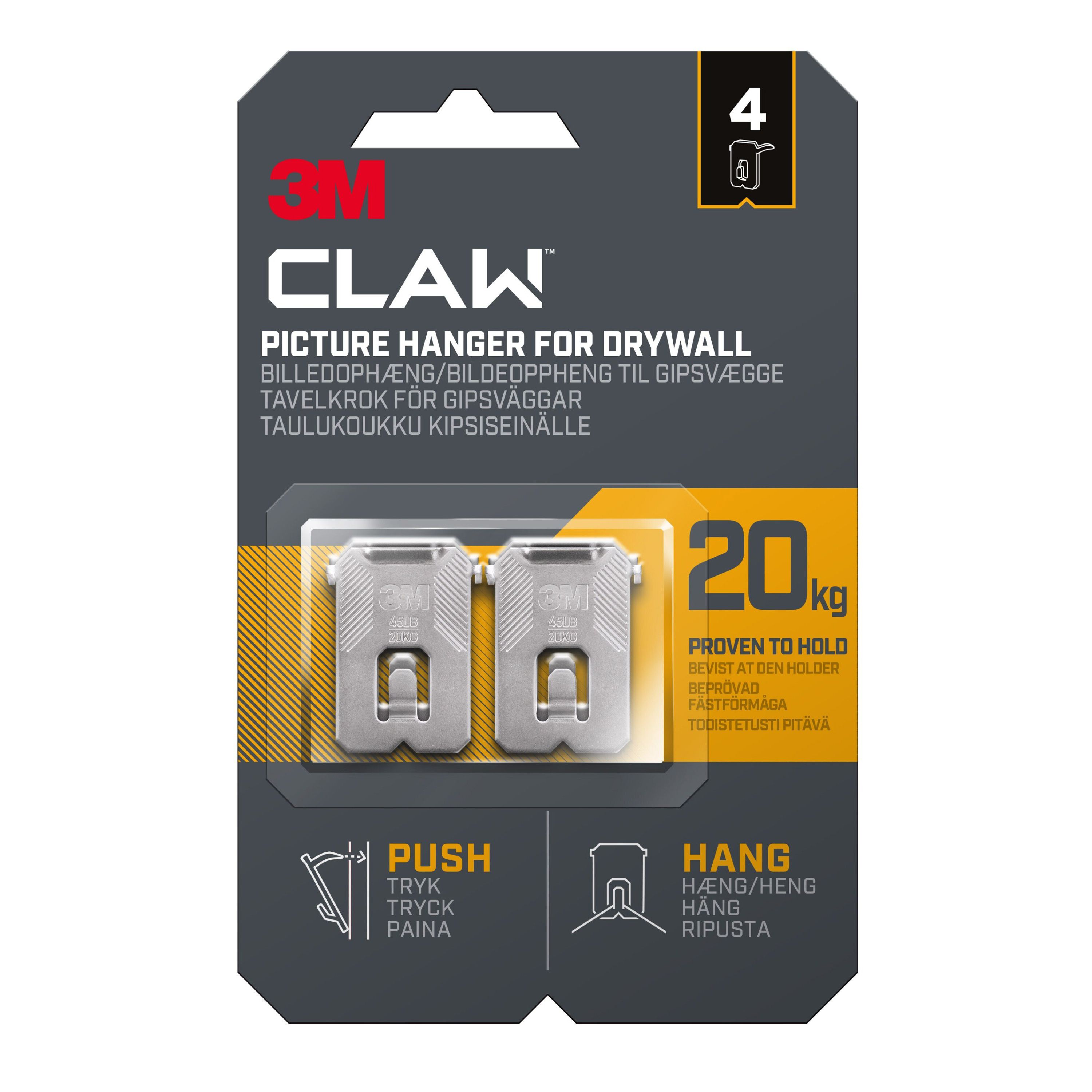 3M Claw Picture hanger (H)41mm (W)28mm, Pack of 4
