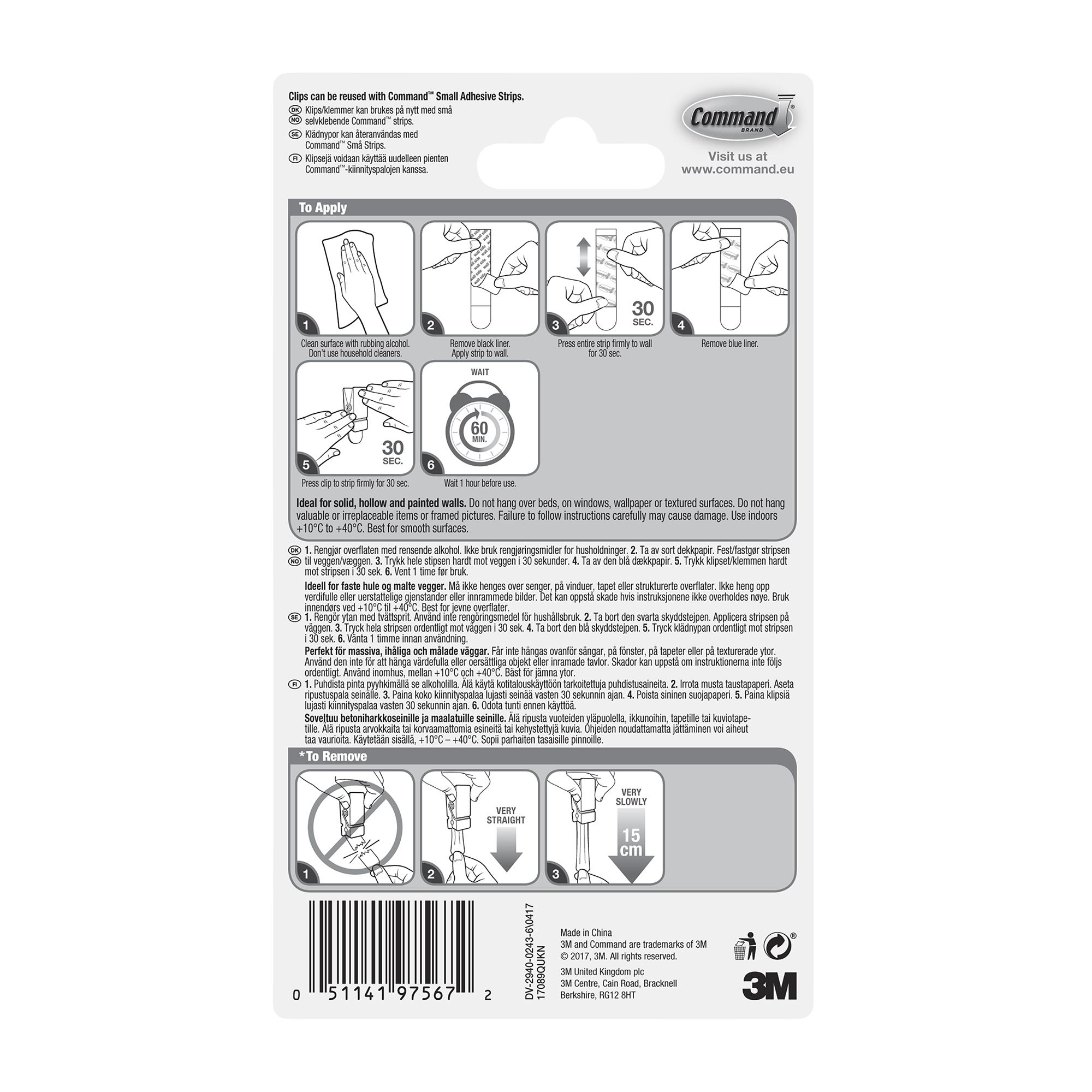 3M Command Adhesive clip, Pack of 3