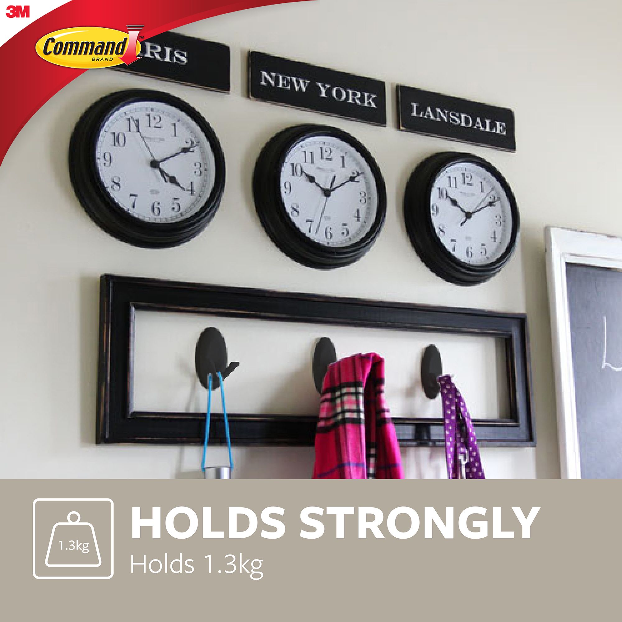 3M Command Black Double Hook (Holds)1.3kg