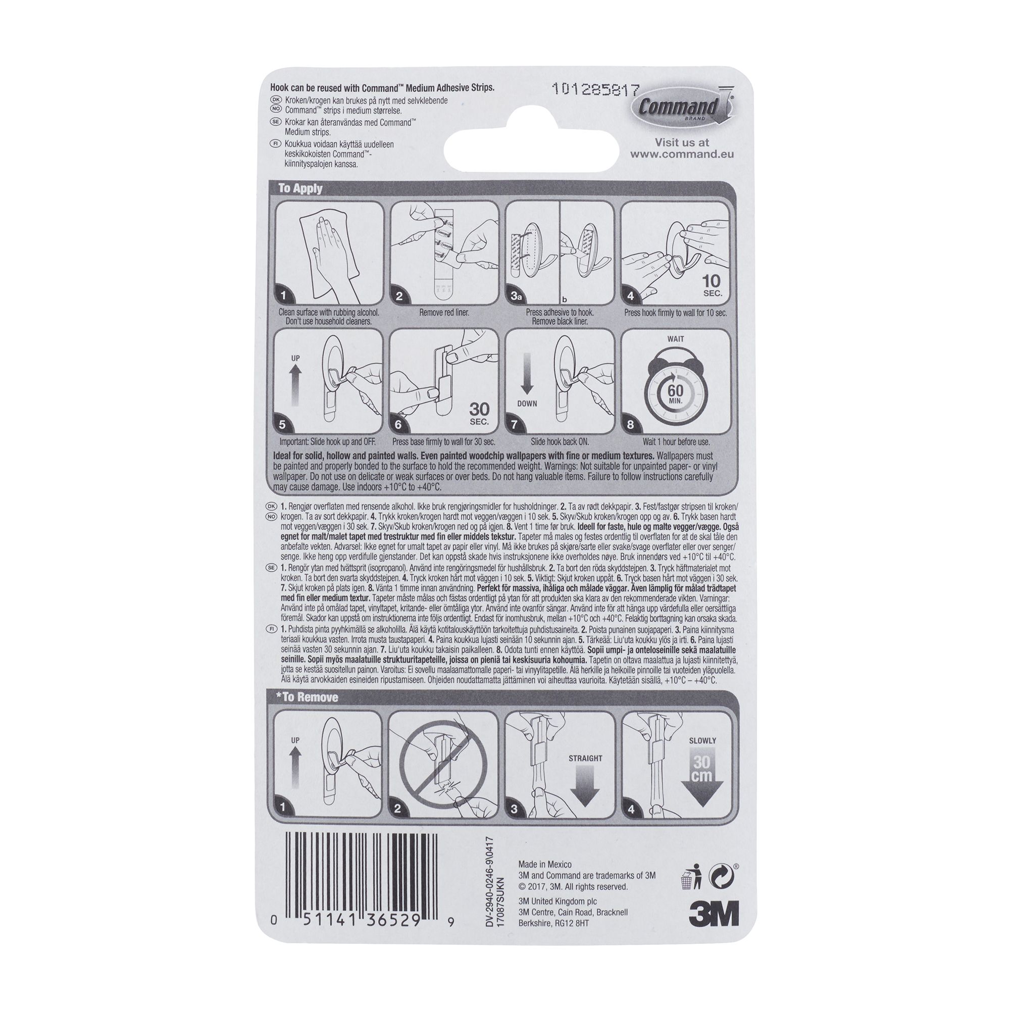 3M Command Black Double Hook (Holds)1.3kg
