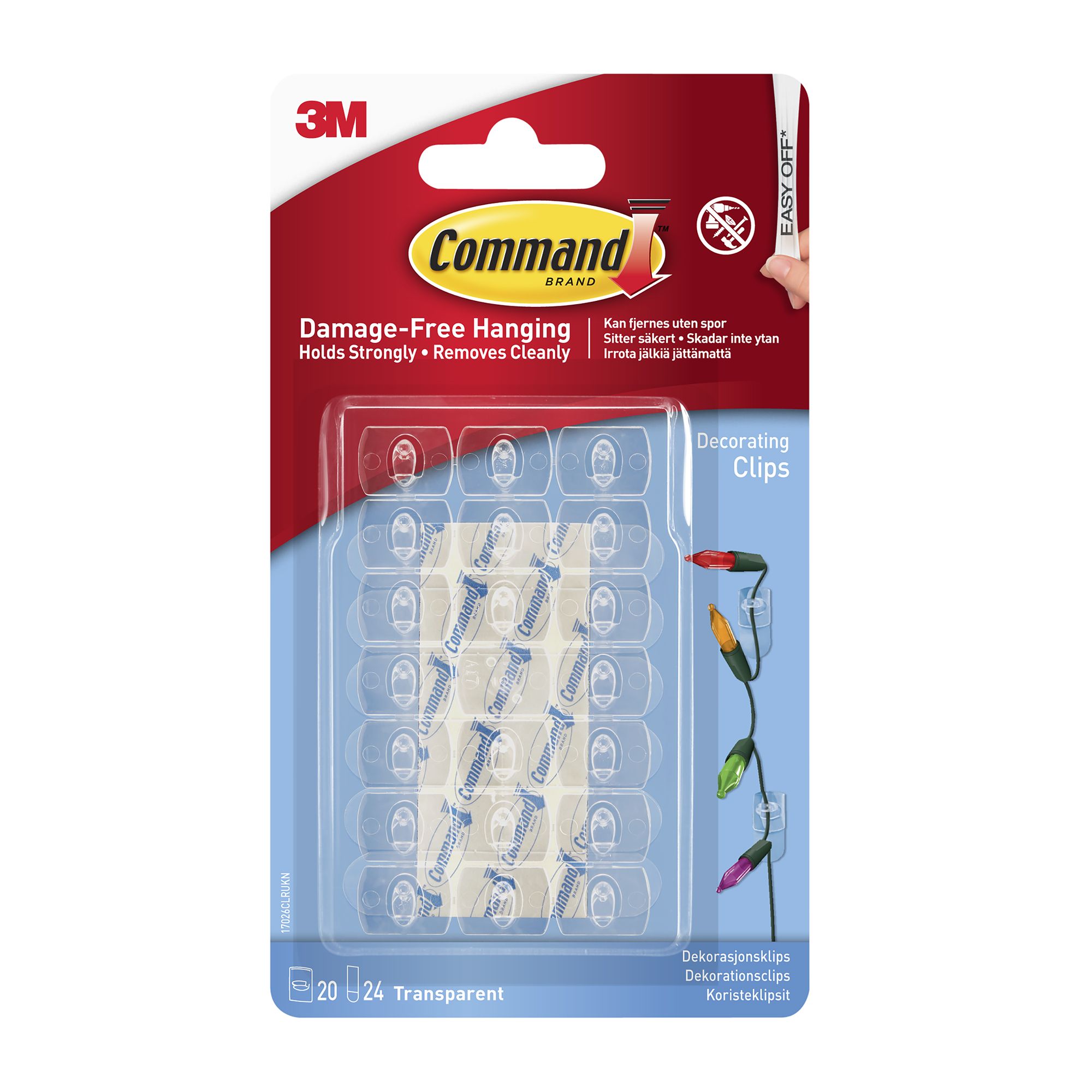 3M Command Decorating Clear Clip, Pack of 20 | DIY at B&Q