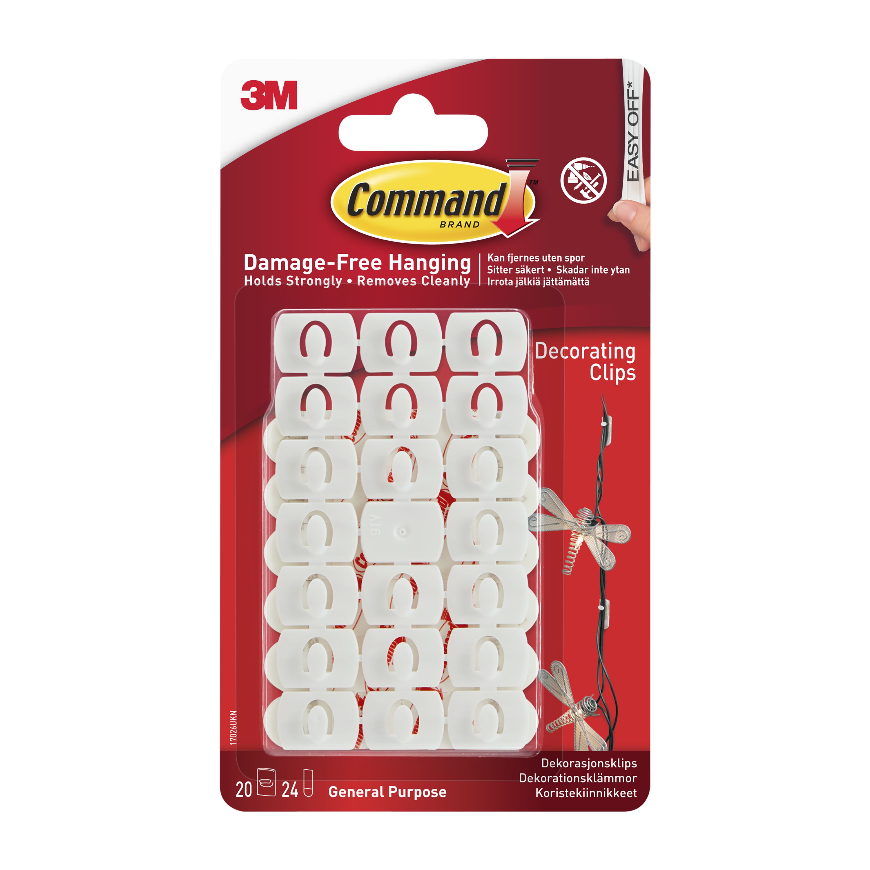 3M Command Decorating White Adhesive clip, Pack of 20