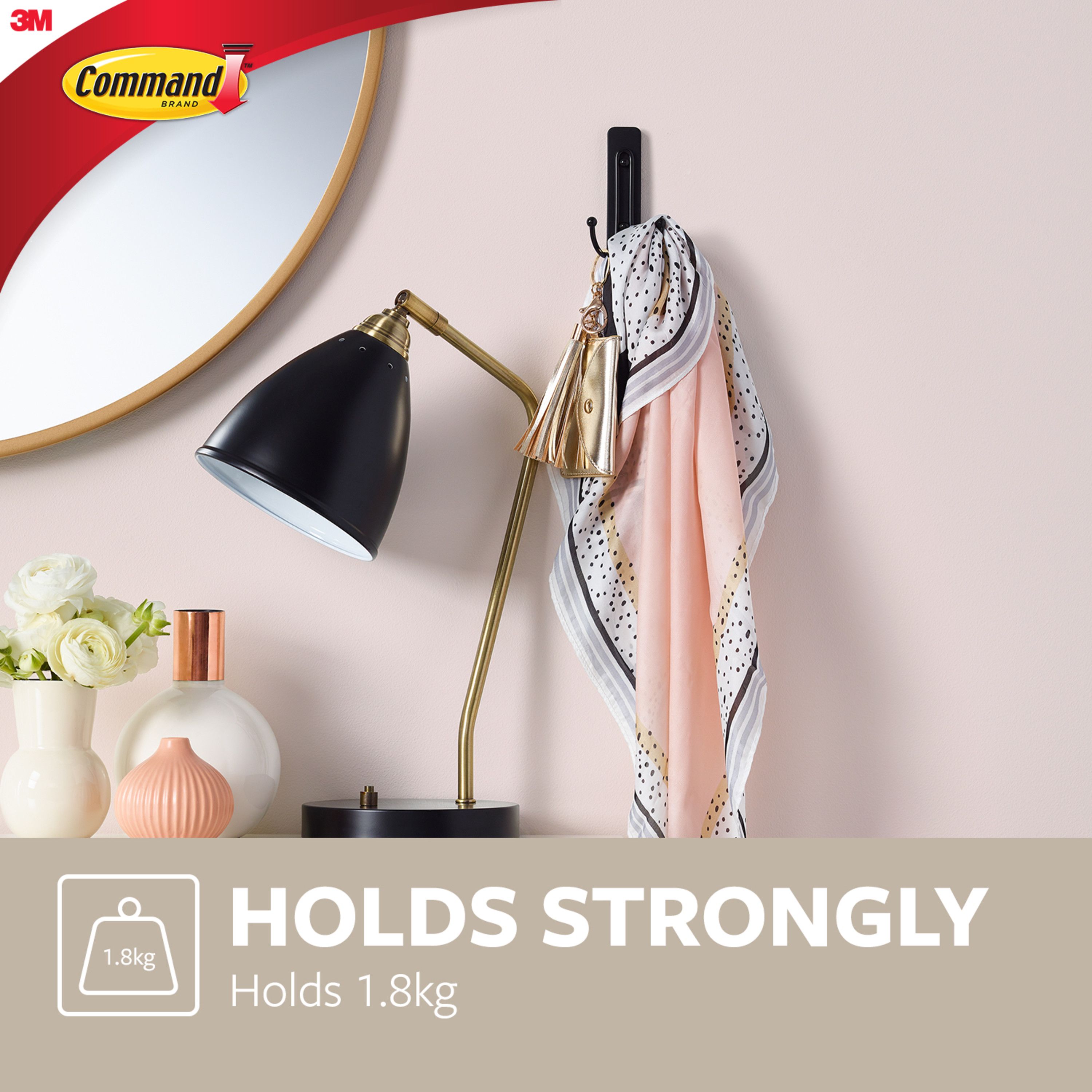 3M Command Decorative Large Black General-purpose Double Adhesive hook (Holds)1.8kg - 6