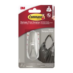 3M Command Designer Brushed Medium Coat & hat Hook (Holds)1.3kg