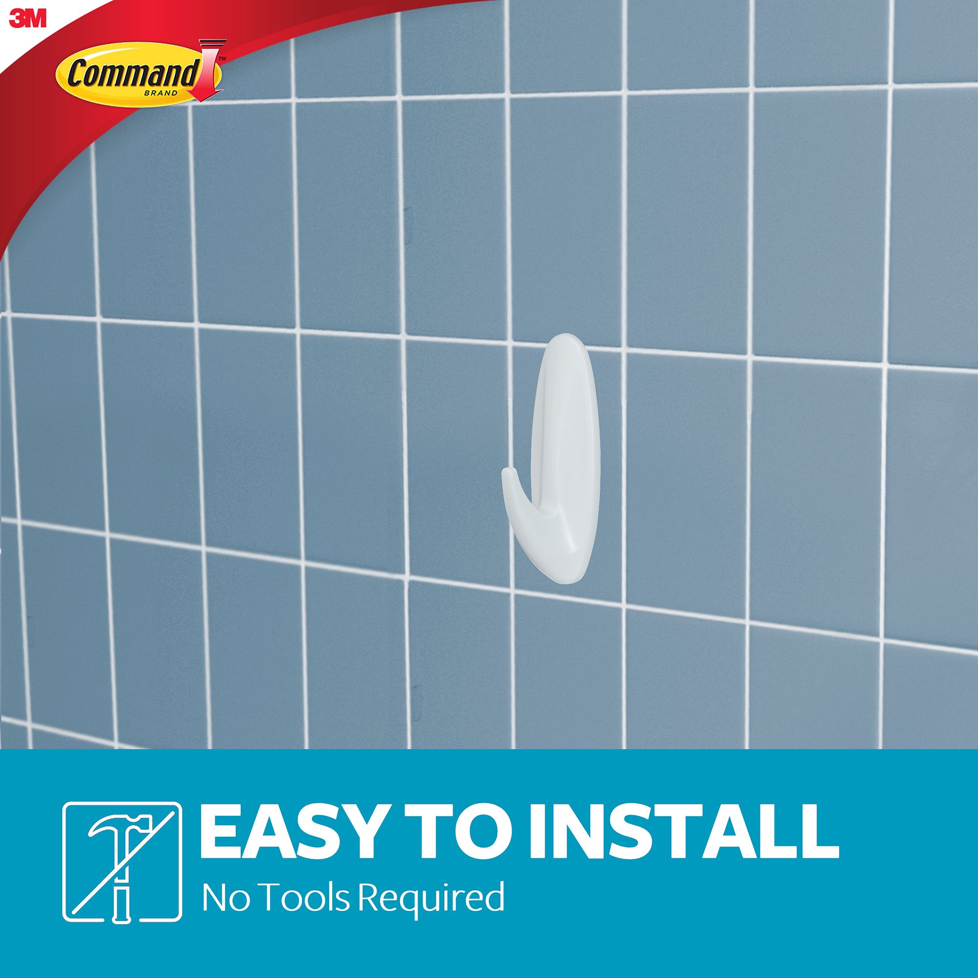 3M Command Designer Large White Bath Hook (Holds)2.2kg - 9