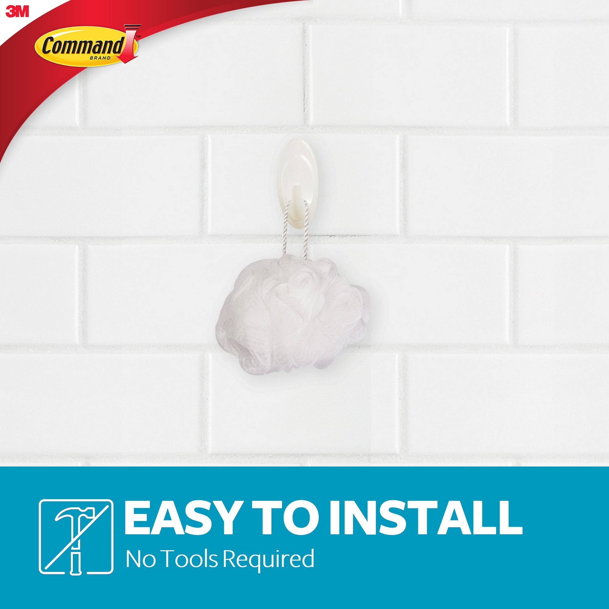 3M Command Designer Medium White Bath Hook (Holds)1.3kg - 9
