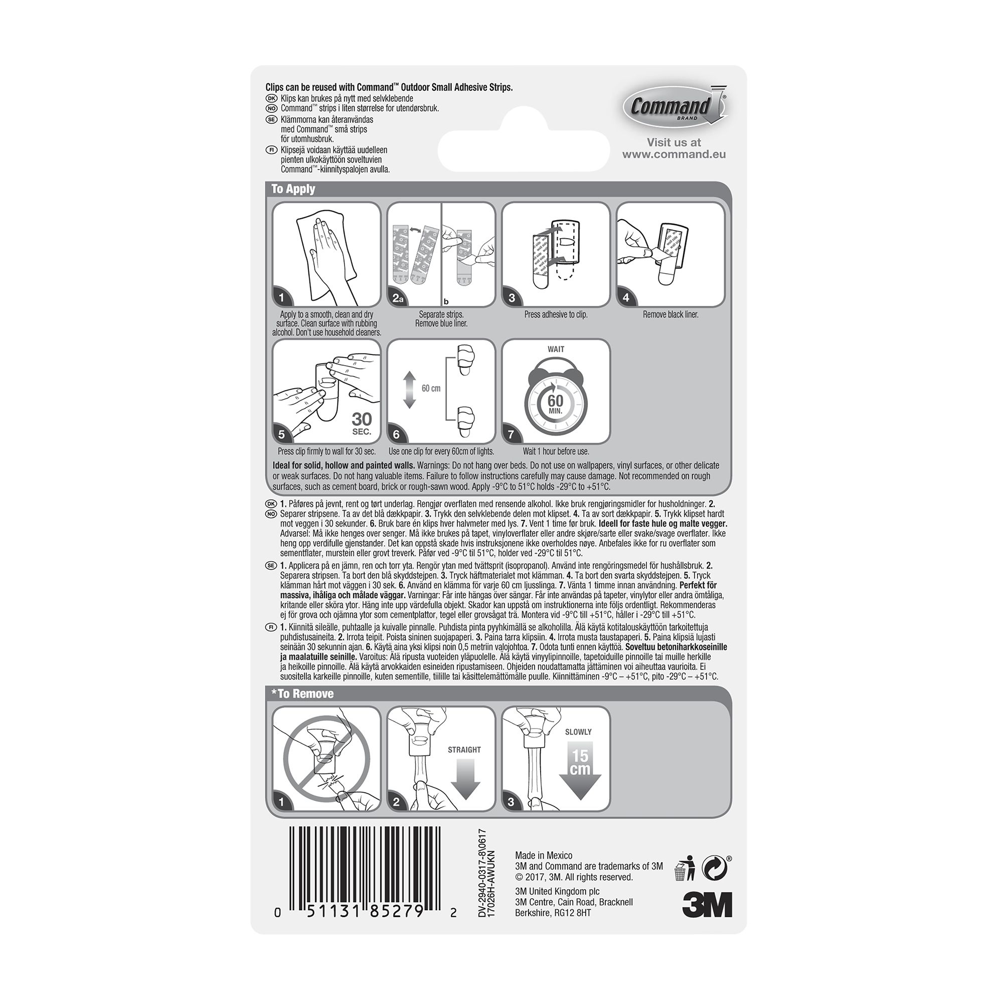3M Command External Decorating Clear & white Adhesive clip - 7