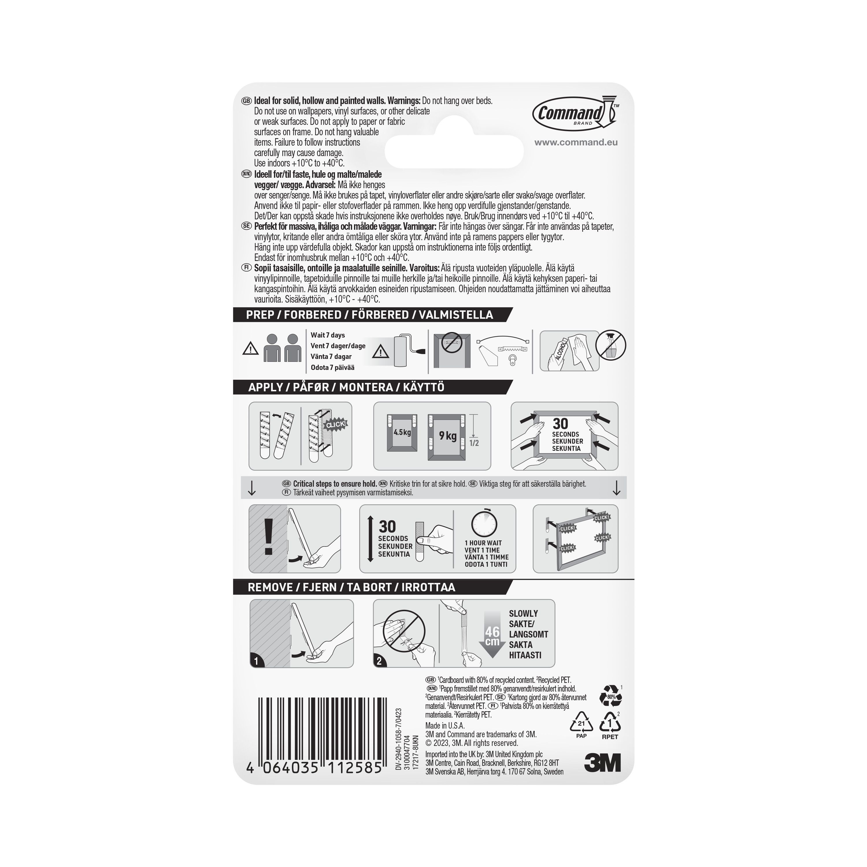 3M Command Extra large White Picture hanging Adhesive strip (Holds)9kg - 7