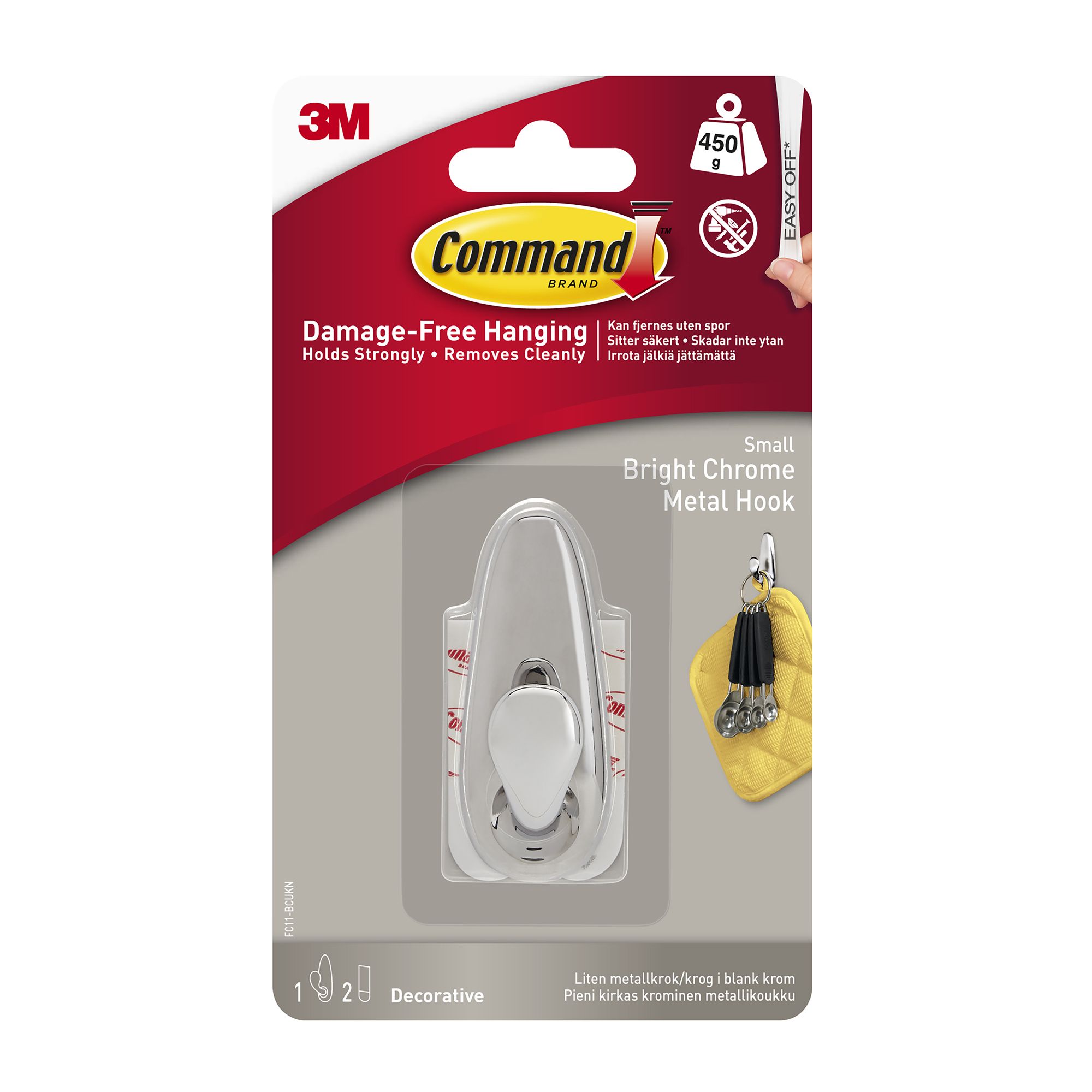 3M Command Forever Classic Chrome effect Metal Small Hook | DIY at B&Q