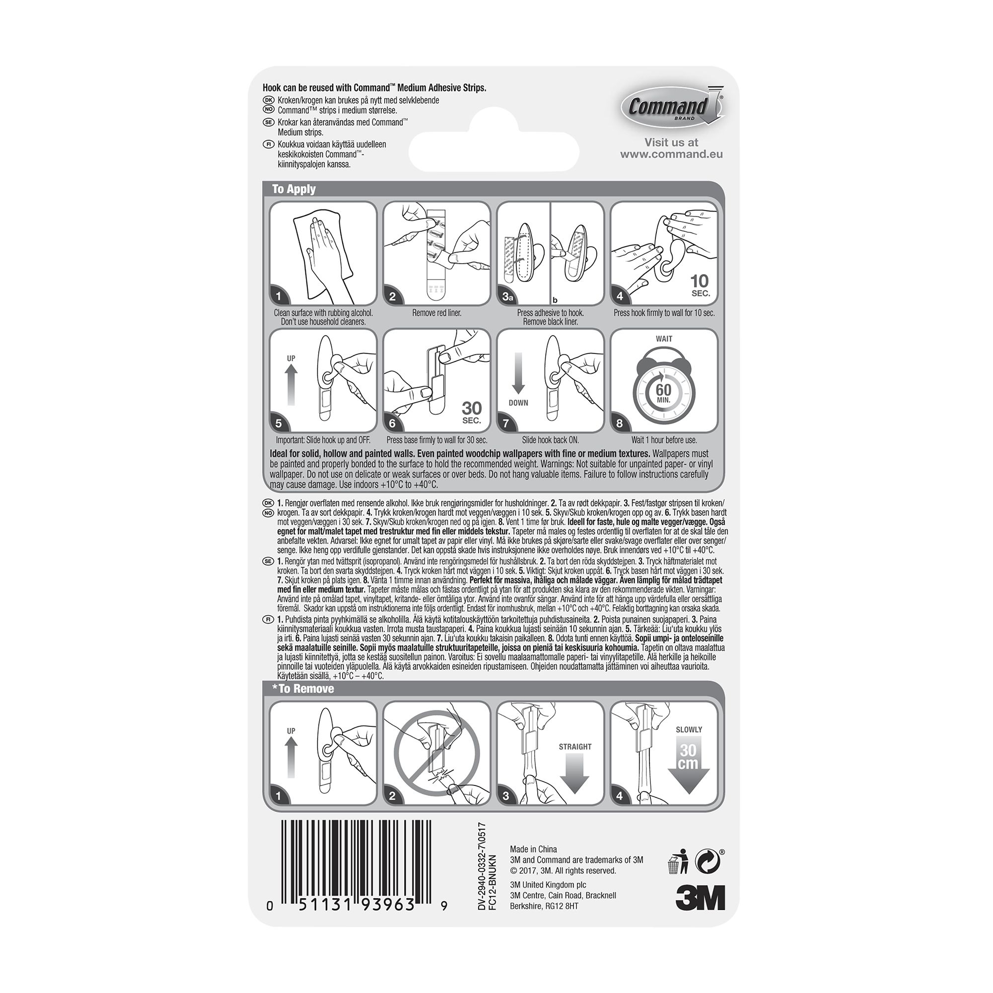 3M Command Forever classic Nickel effect Metal Medium Hook (H)83mm (W)96mm - 8