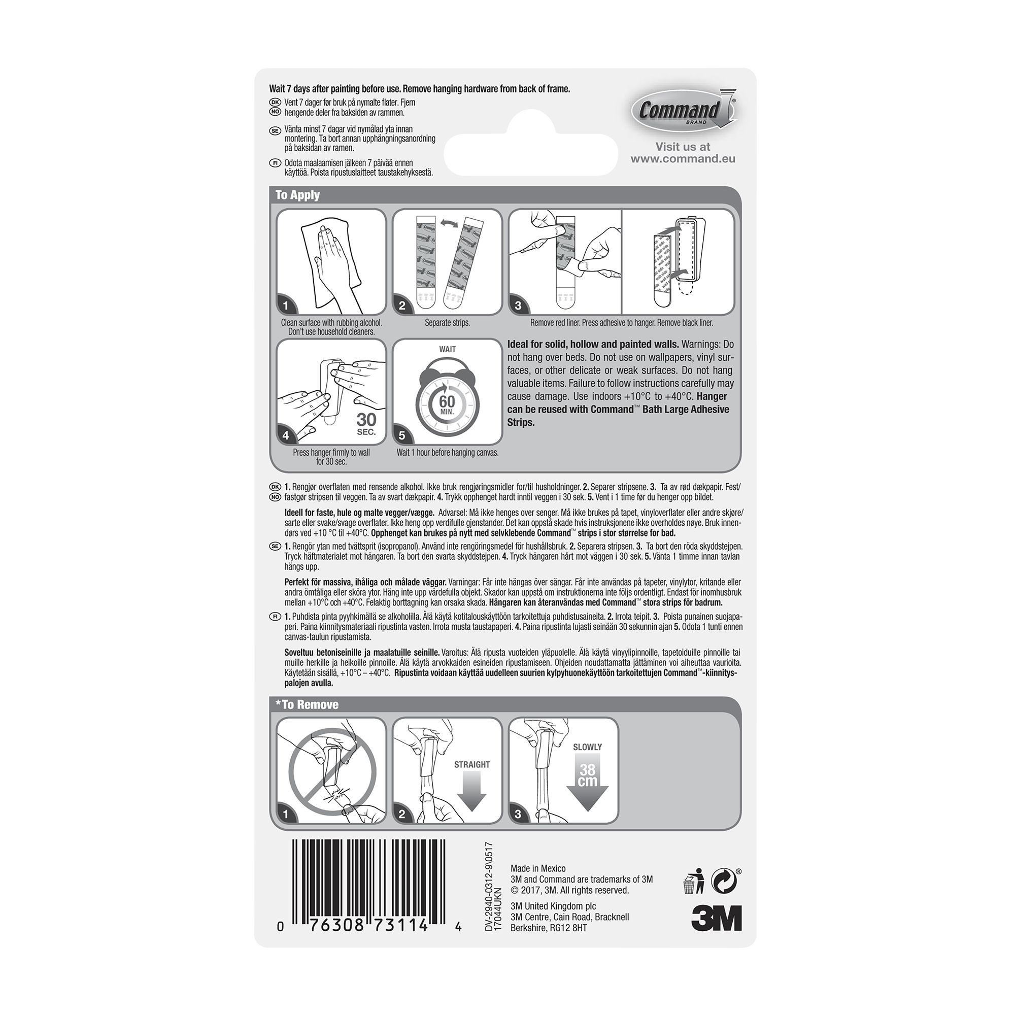 3M Command Large Single White Picture hanging Canvas hanger (Holds)1.3kg - 7
