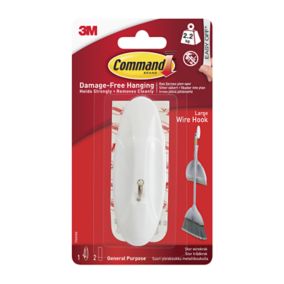 3M Command Large Single White Wire hook (Holds)2.2kg