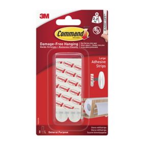 3M Command Large White Adhesive strip (Holds)4.4kg, Set of 8