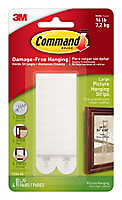 3M Command Large White Picture hanging Adhesive strip (Holds)7200g, Pack of 4