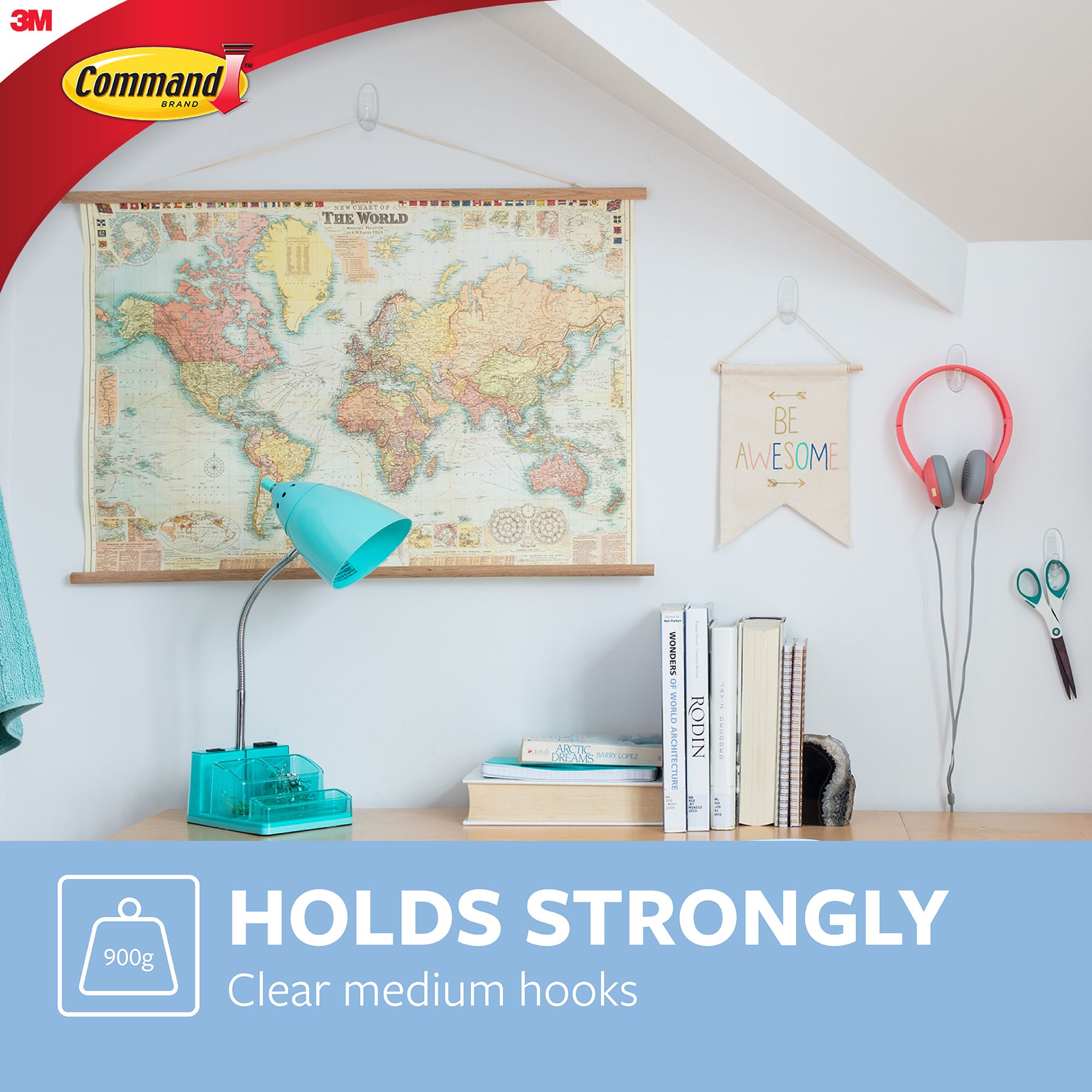 3M Command Medium Clear Hook (Holds)0.9kg - 10