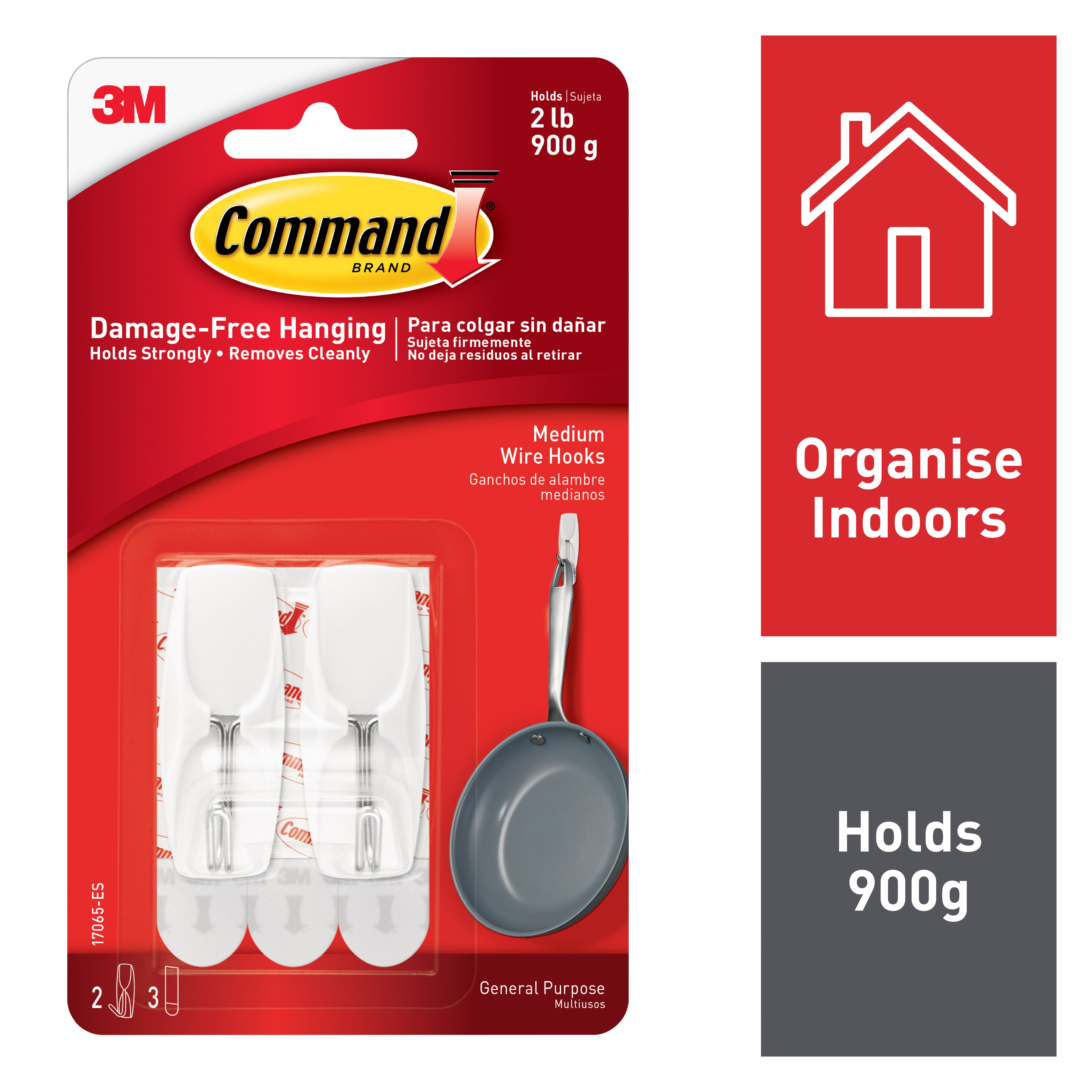 3M Command Medium White Toggle hooks (Holds)900g, Pack of 2