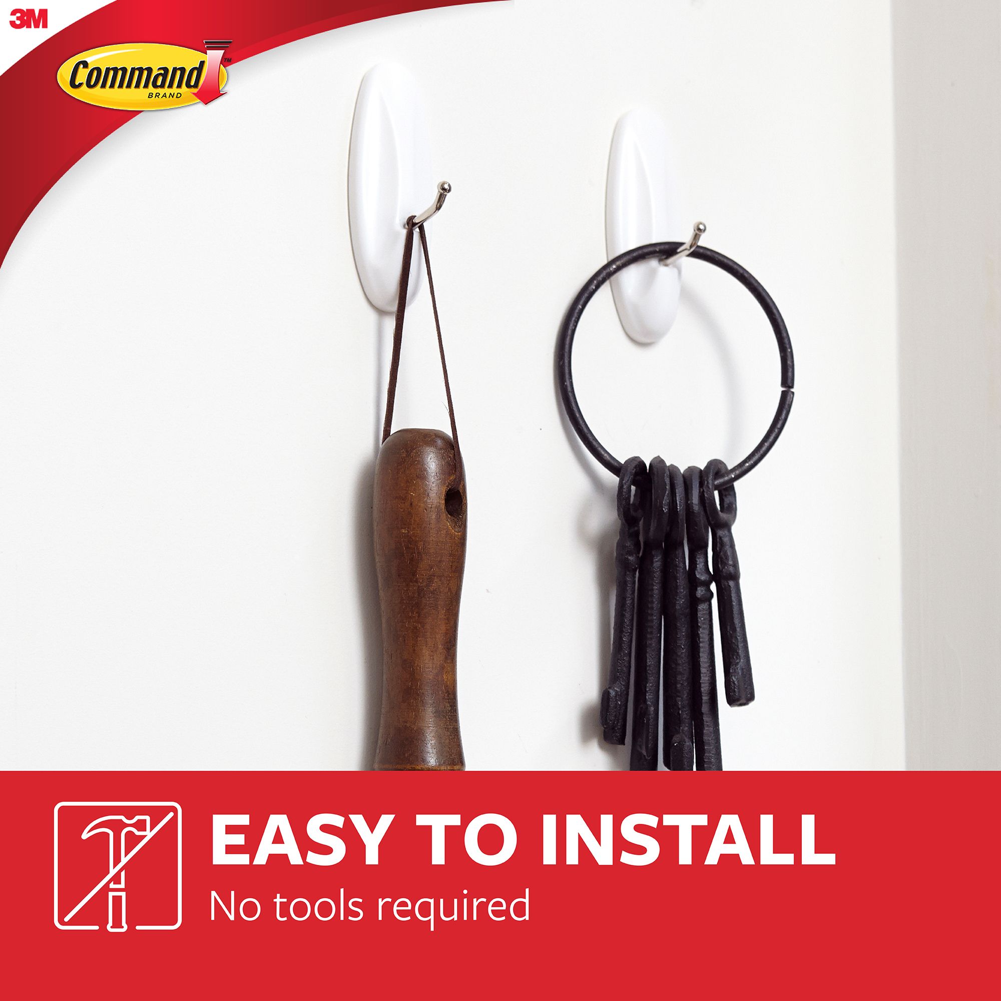 3M Command Medium White Wire hook (Holds)1.3kg, Pack of 2