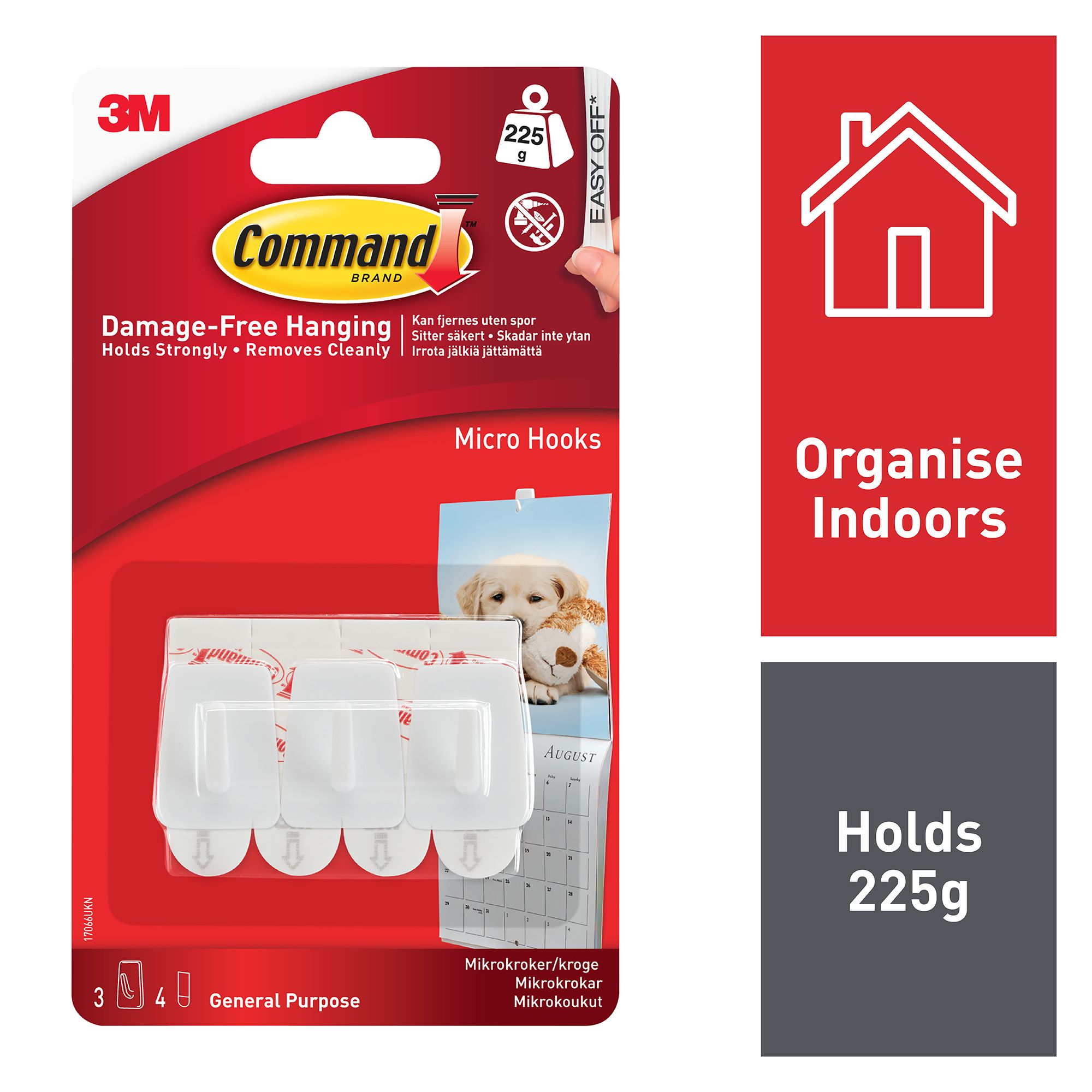 3M Command Small Single Clear Wire hook (Holds)0.23kg, Pack of 5