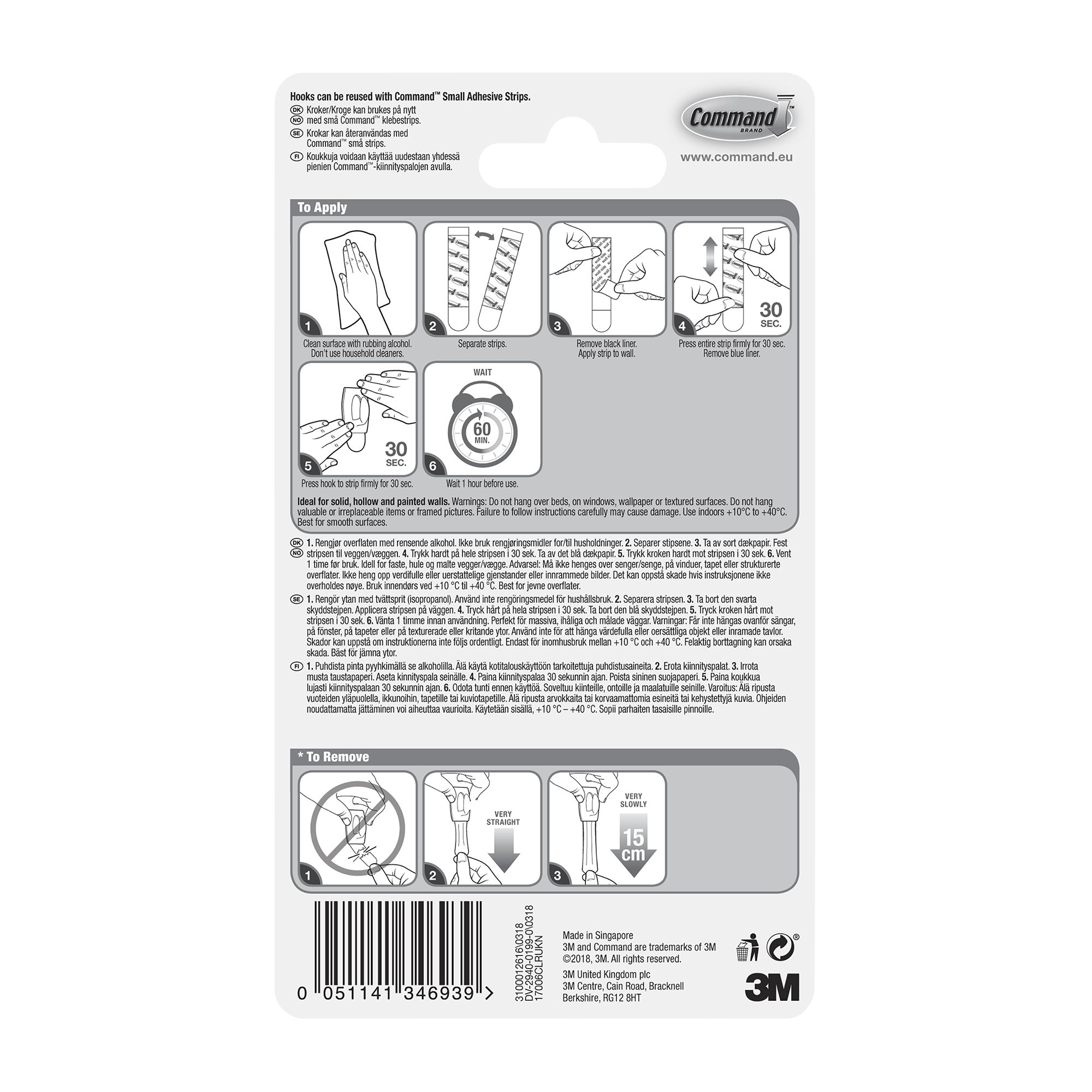 3M Command Mini Clear Hook (Holds)225g - 7