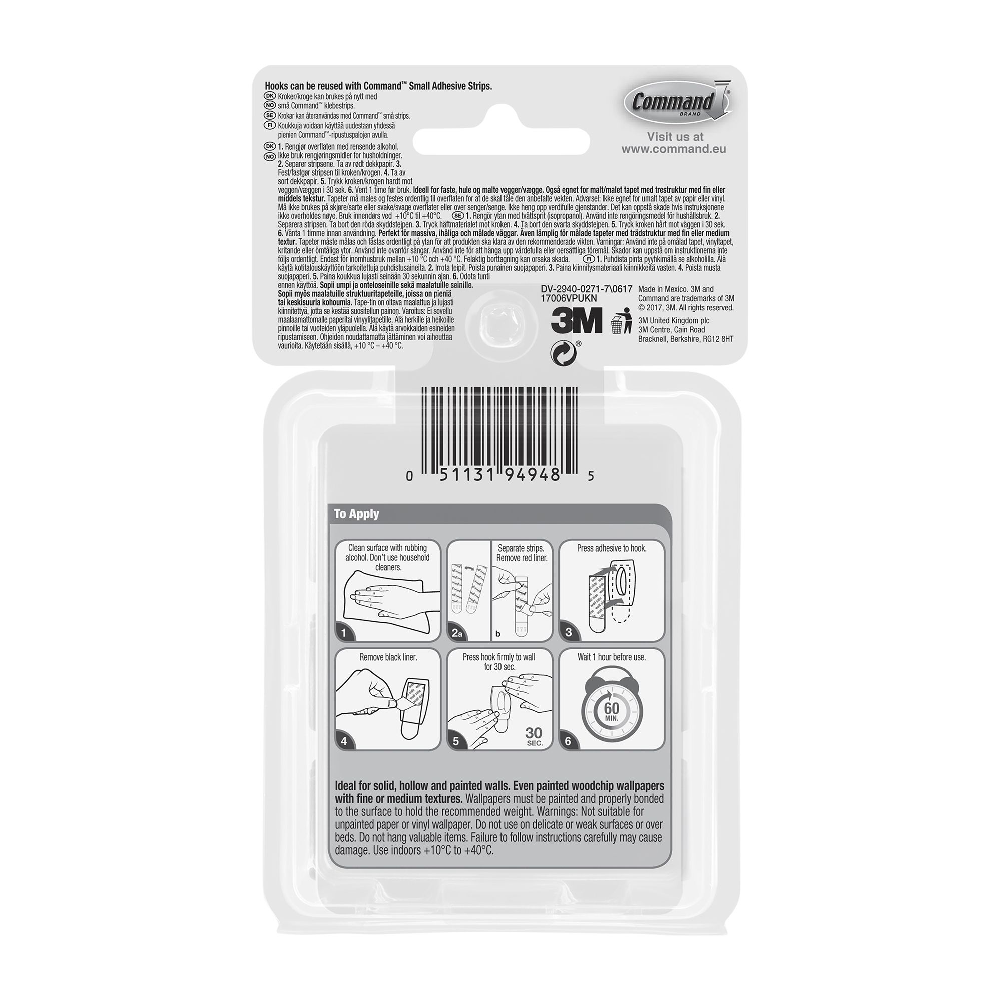 3M Command Mini White Hook (Holds)225g - 7