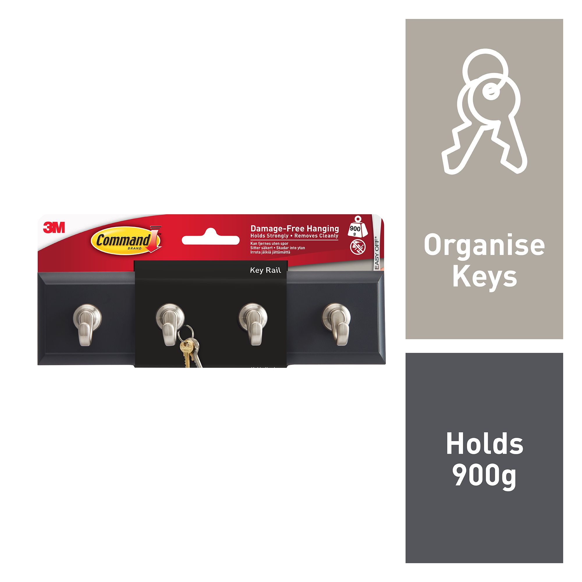 3M Command Modern Medium Slate Key rail (Holds)900g