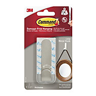3M Command Modern Metal effect Large Single Adhesive hook (Holds)1.8kg