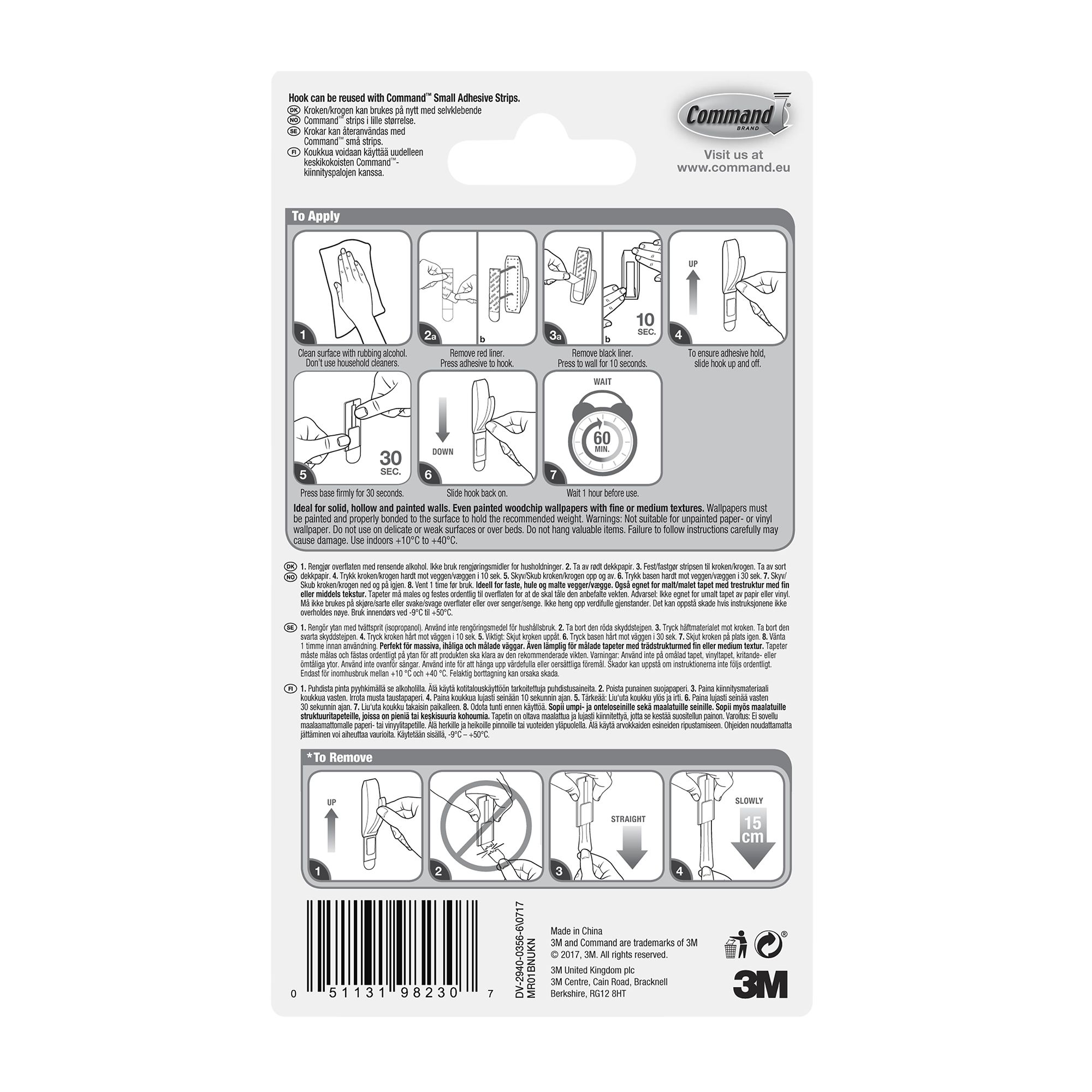 3M Command Modern Reflections Nickel effect Small Adhesive hook (Holds)0.45kg - 8