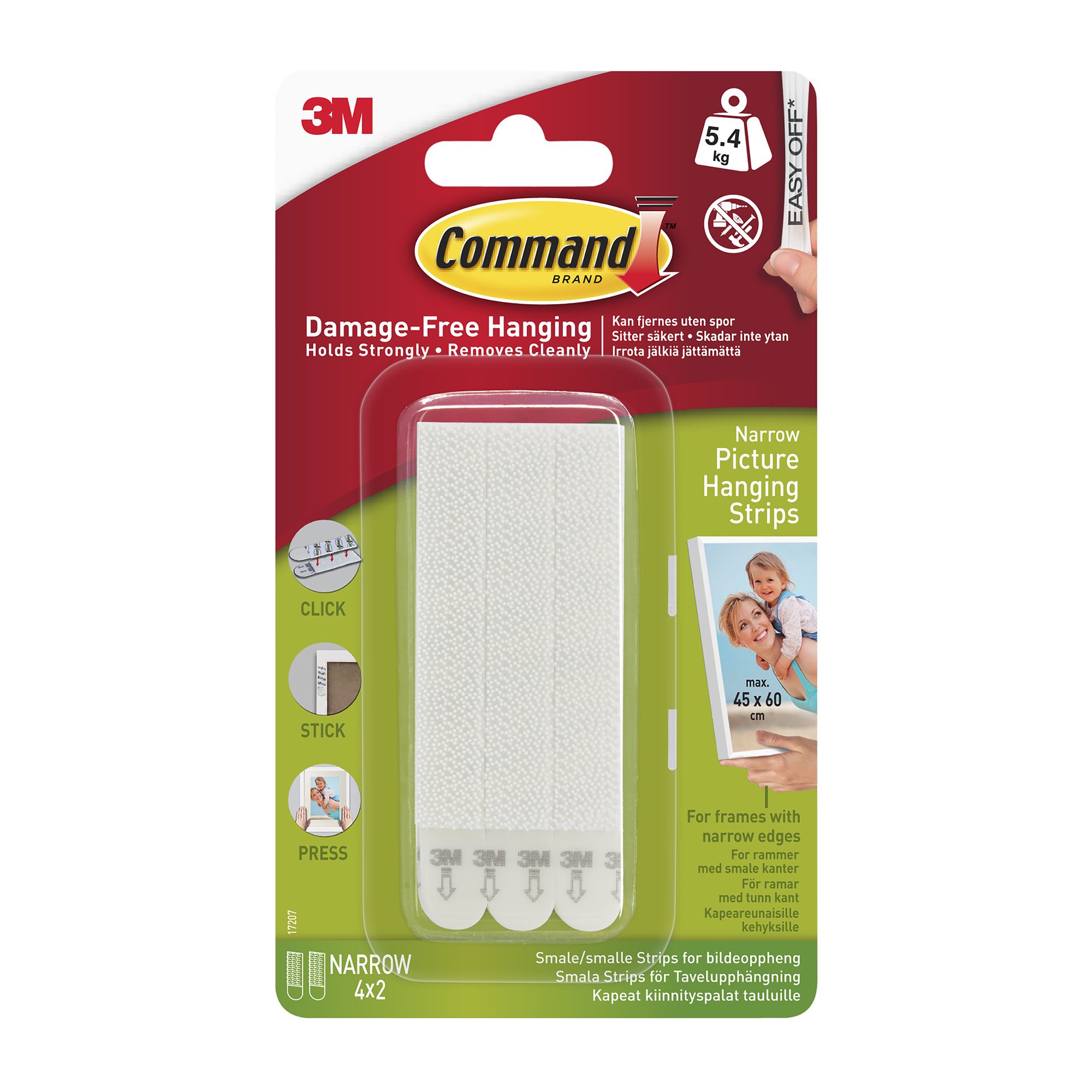 Command PH206-14NA Picture hanger strip pack, Holds 16 lbs White