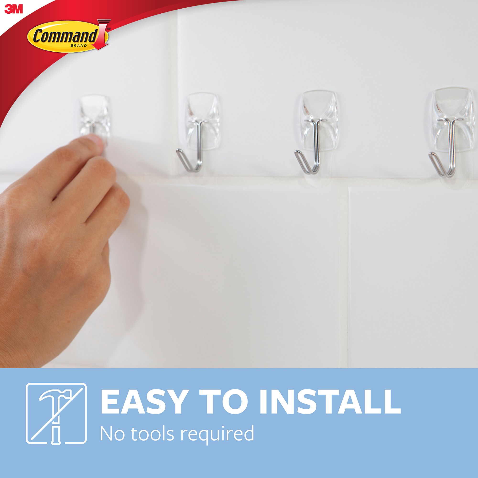 3M Command Small Clear Wire hook (Holds)230g, Pack of 5