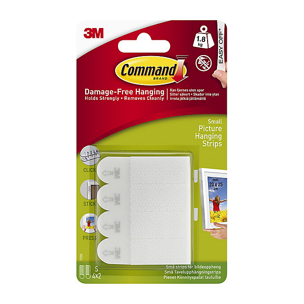 3m Command Small White Picture Hanging, Command Mirror Hanging Strips