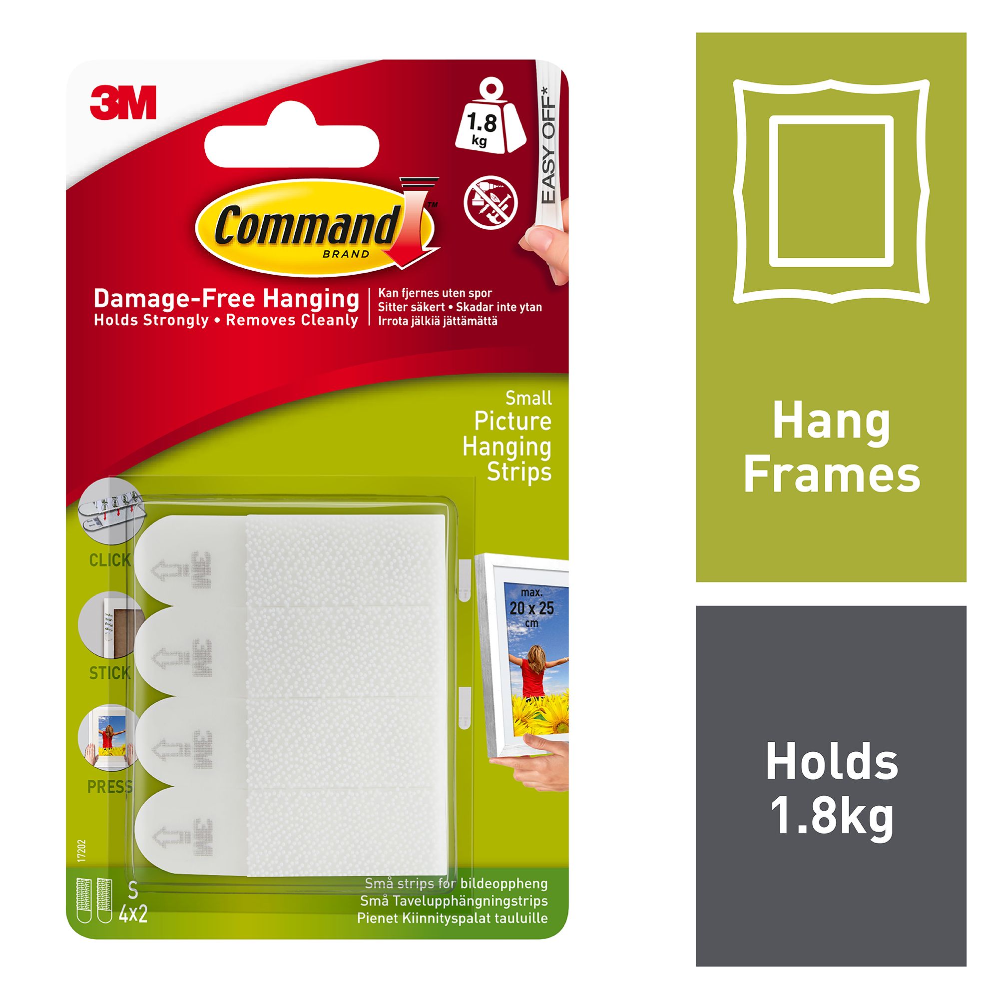3M Command Small White Picture hanging Adhesive strip (Holds)1.8kg
