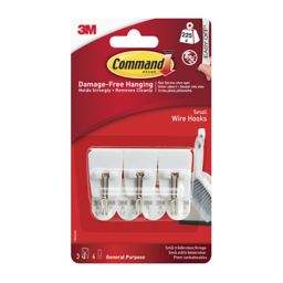 3M Command Small White Utensil Wire hook (Holds)0.23kg, Pack of 3