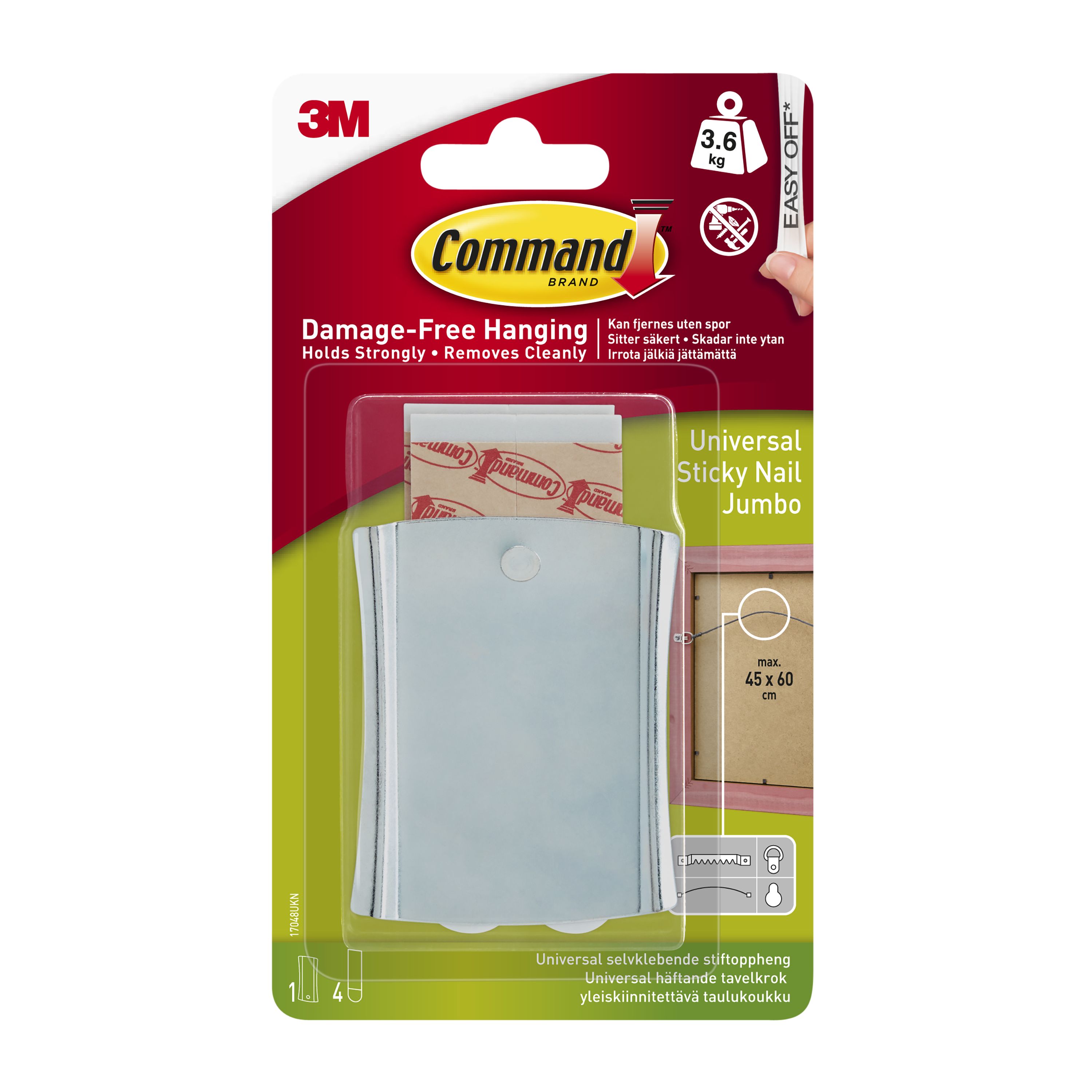 3M Command Terrace Slate effect Grey Hook (Holds)1.3kg, Pack of 2