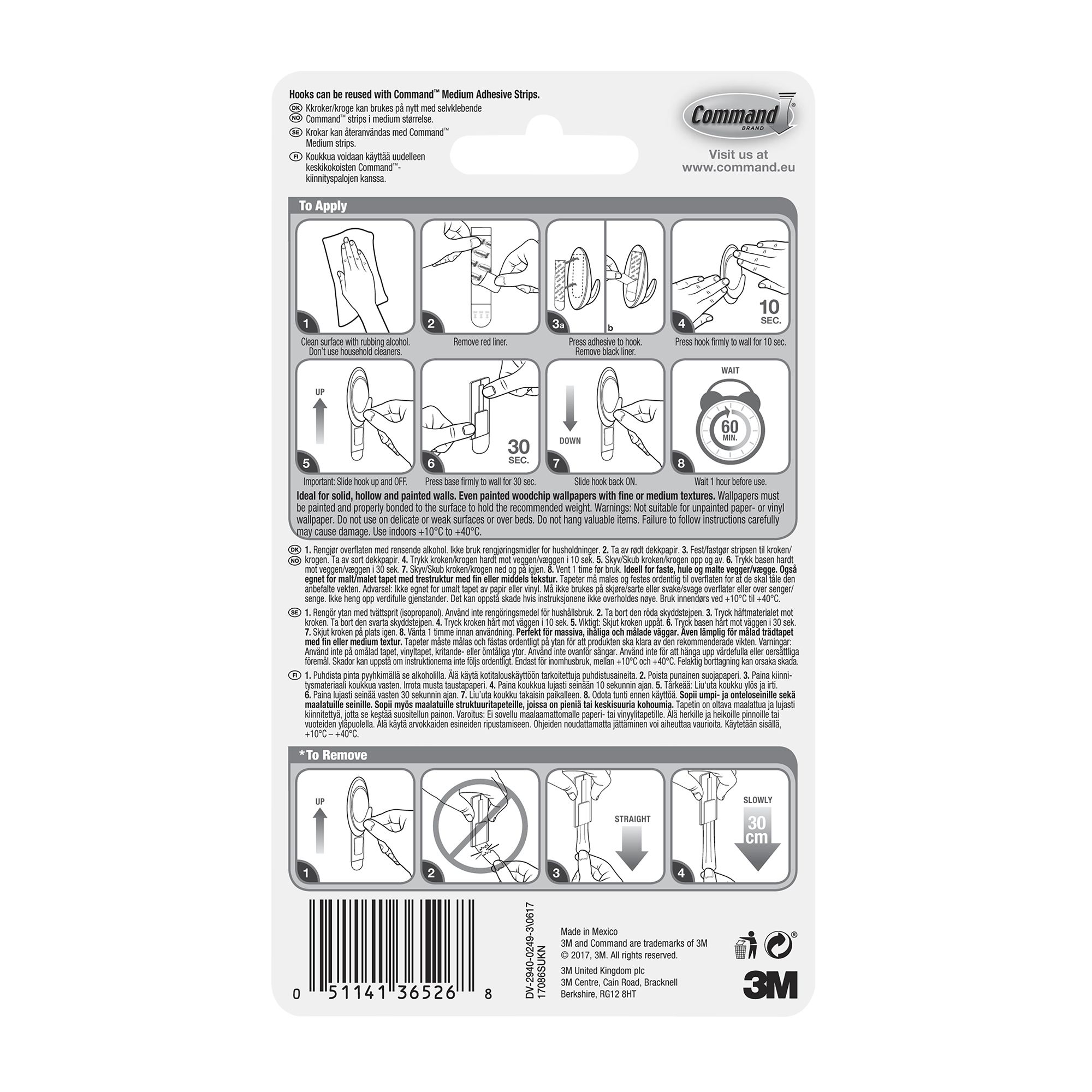 3M Command Terrace Grey Hook (Holds)1.3kg - 8