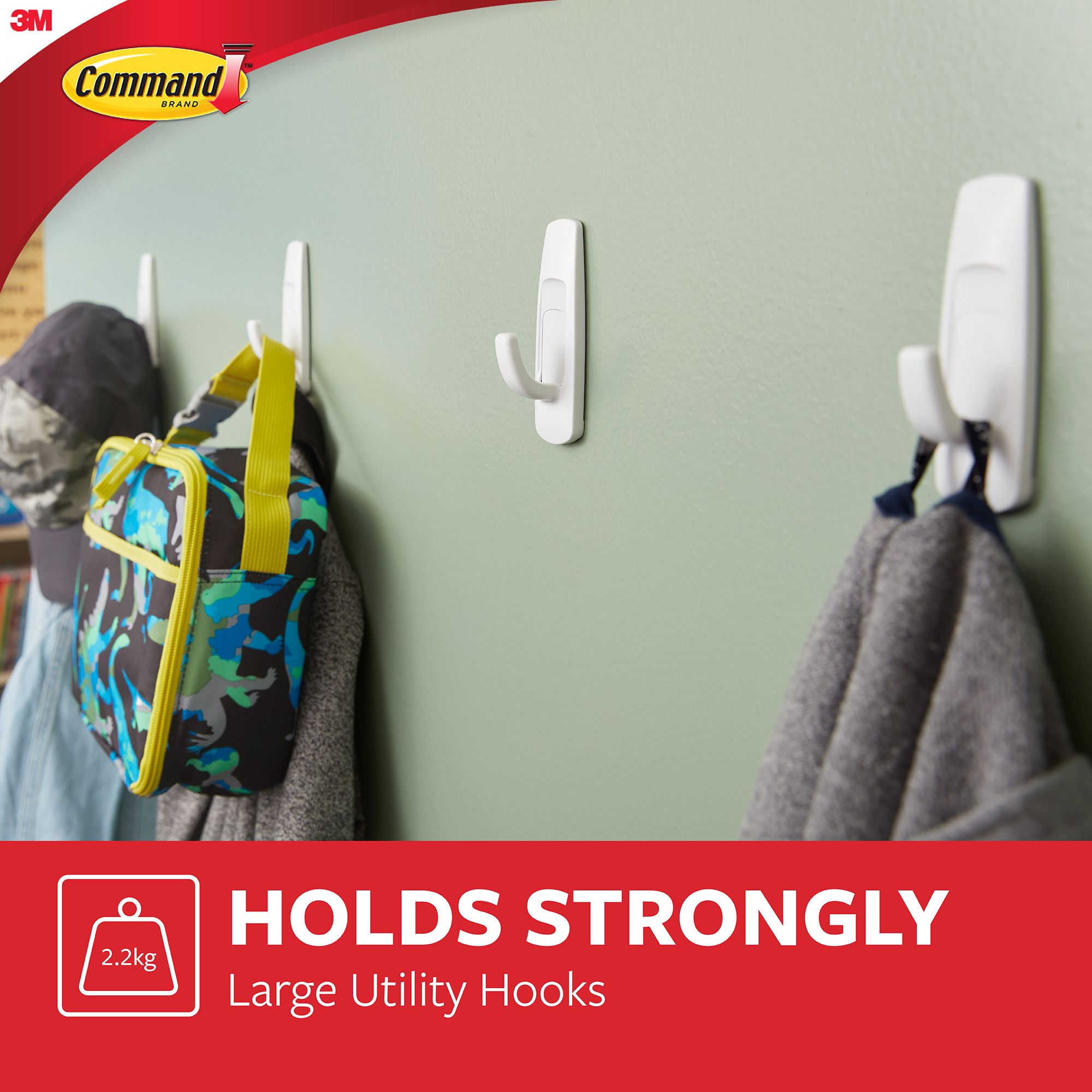 3M Command Utility Large White Hook (Holds)2.2kg - 10