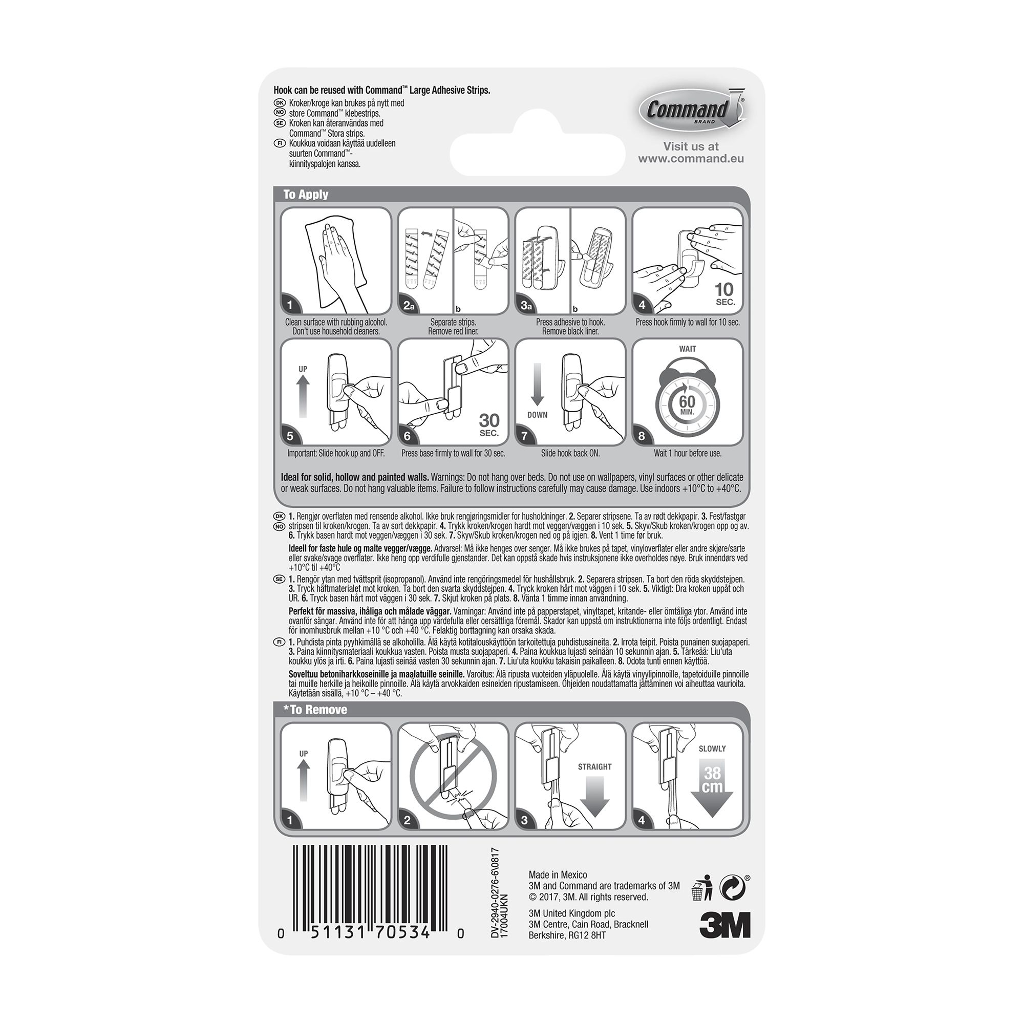 3M Command White Hook (Holds)3kg - 8