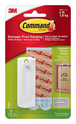 Command Large Picture Hangers, White, Damage-Free Hanging, 4 Pairs 